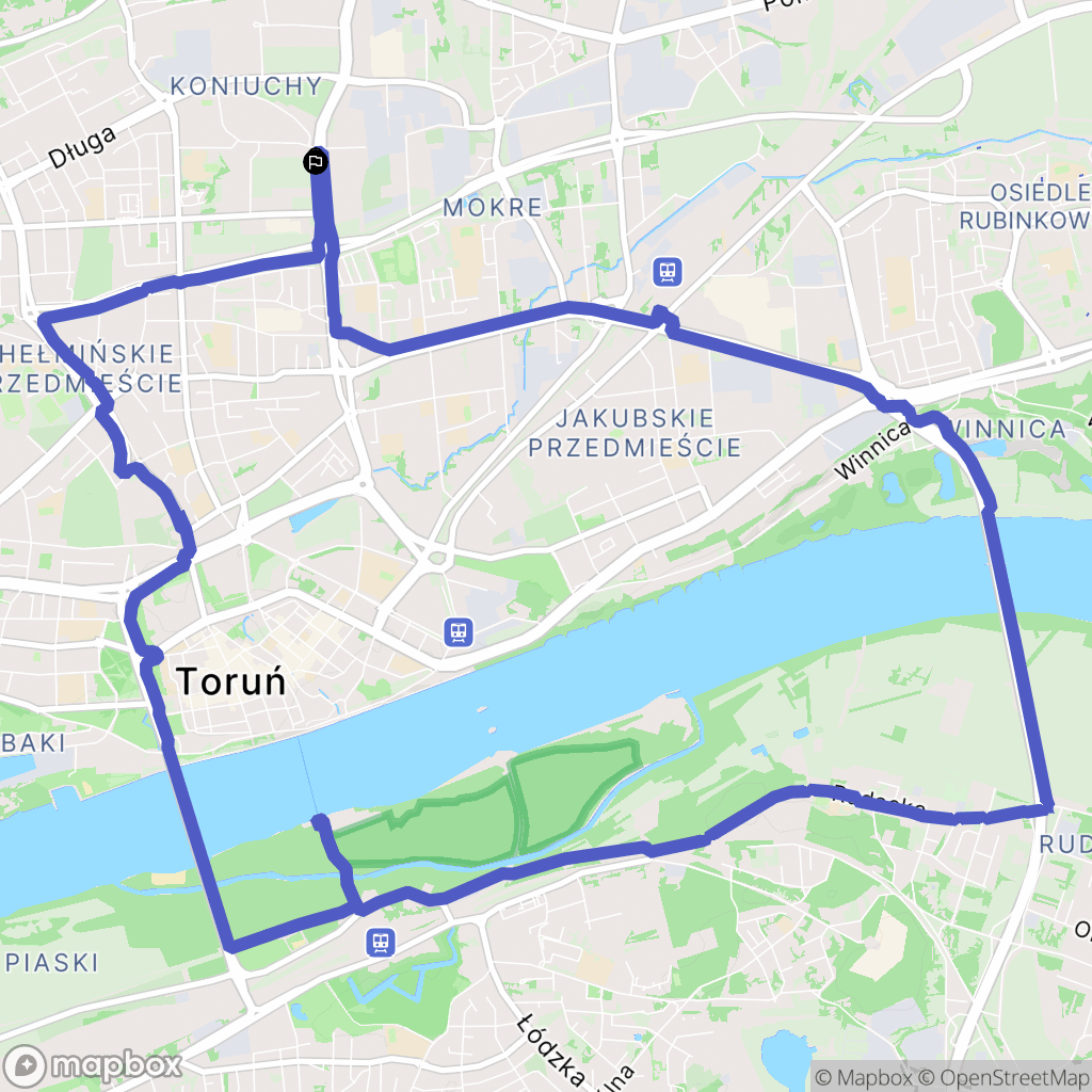 Toruń: mapa trasy - Poland