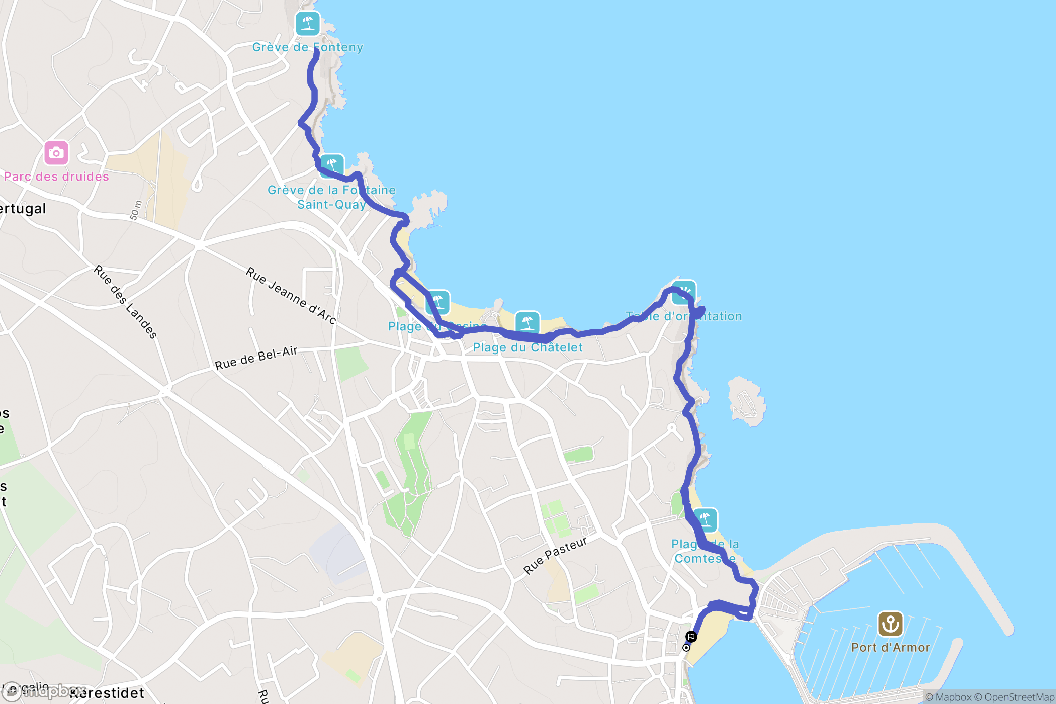 Saint-Quay-Portrieux : carte du parcours de randonnée - France