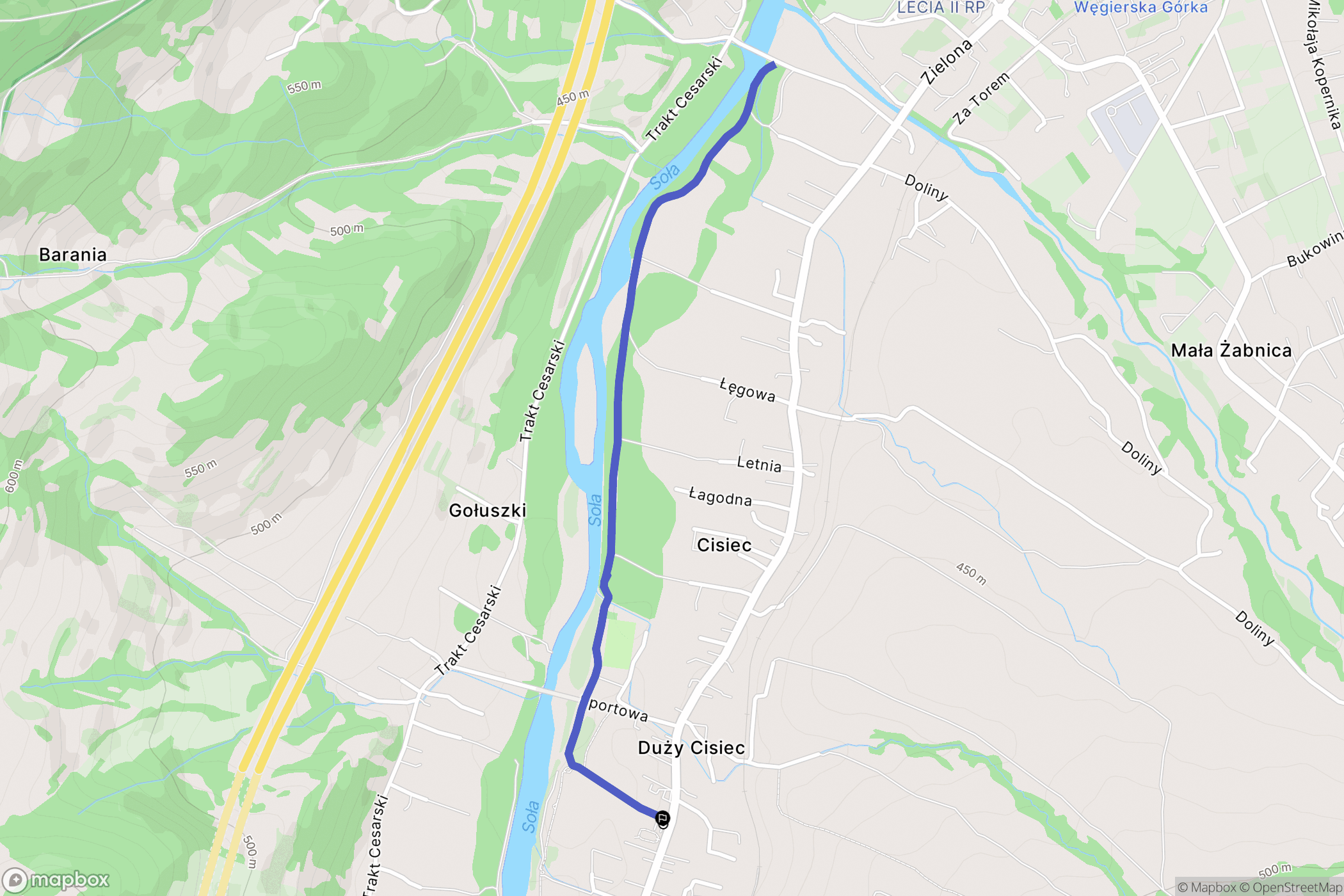 Cisiec: mapa trasy - Poland
