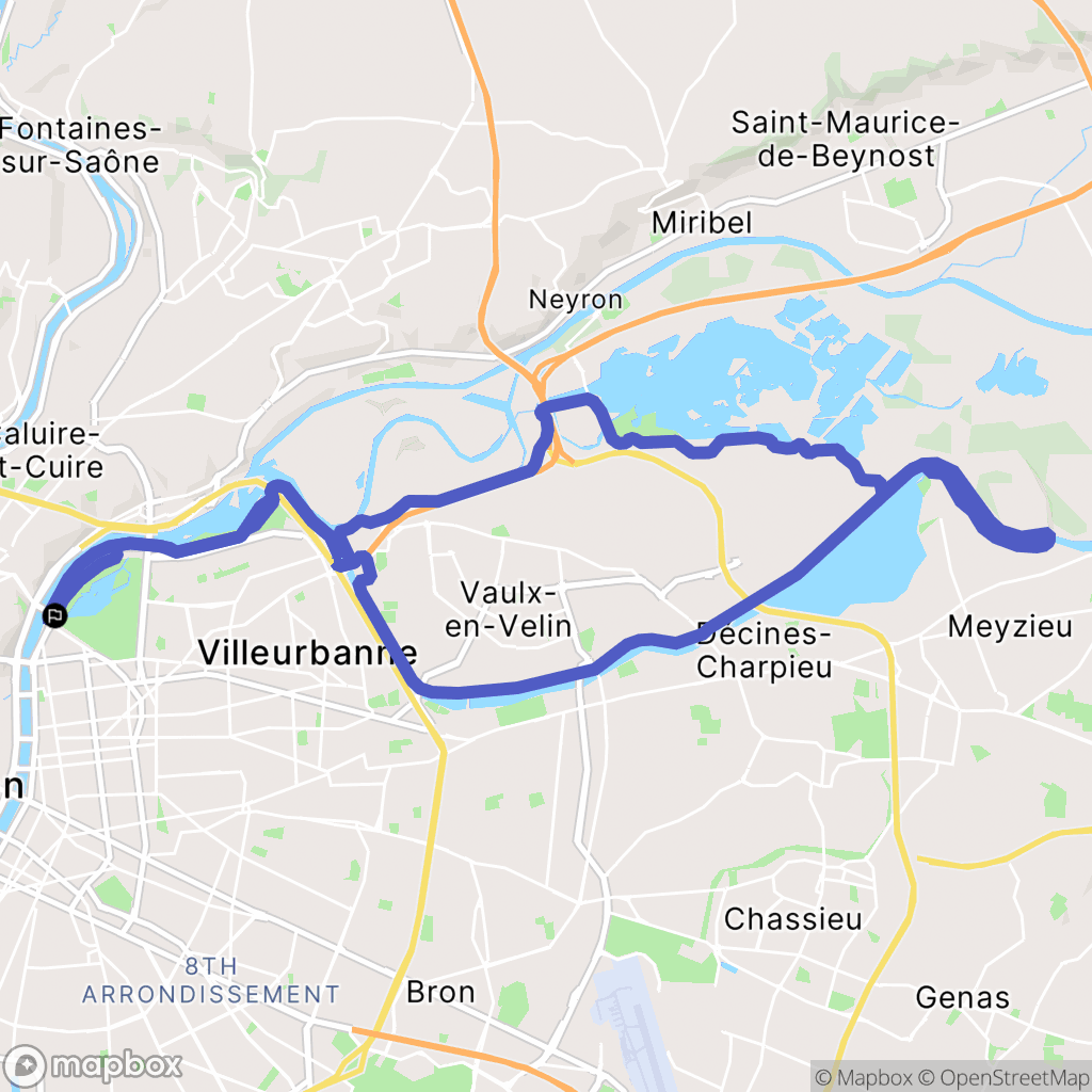 Lyon : carte du parcours de randonnée - France