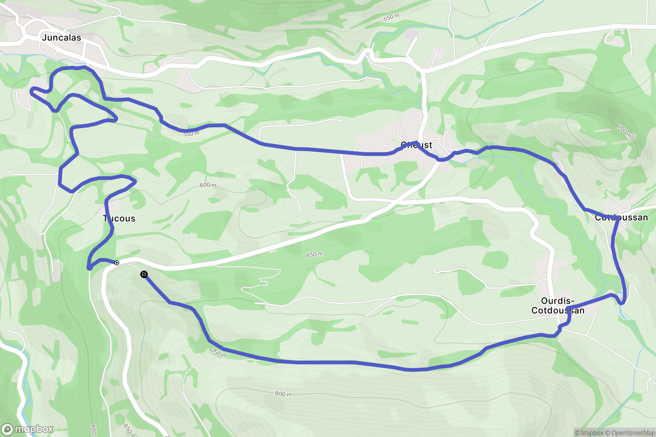 Juncalas : carte du parcours de randonnée - France