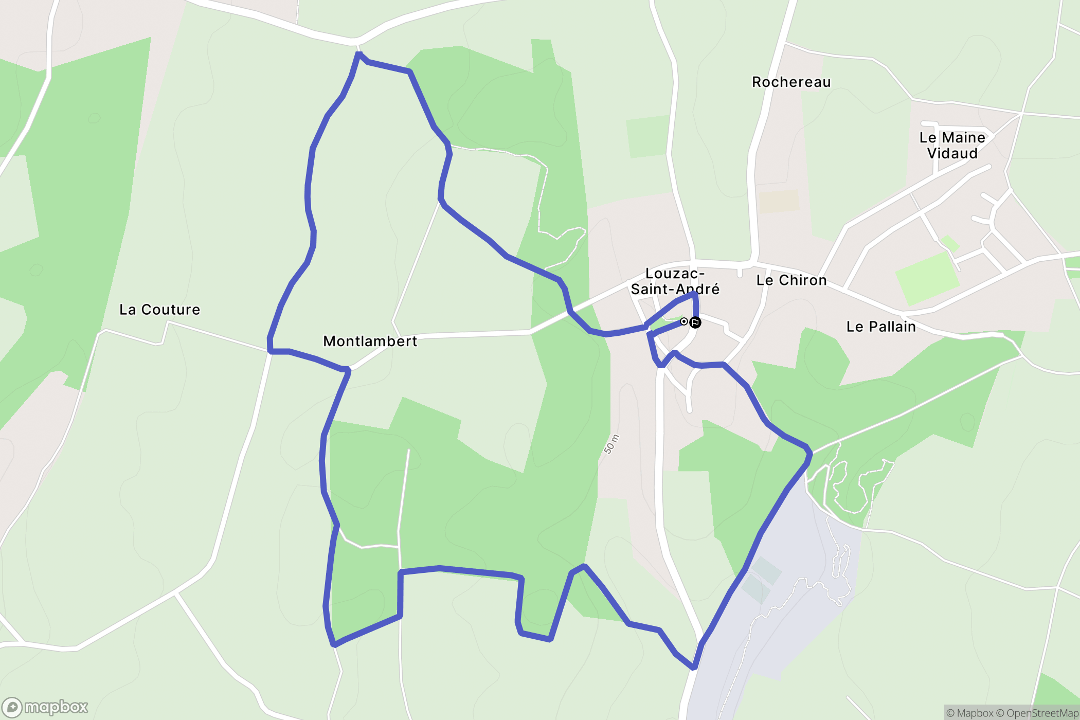 Louzac-Saint-André : carte du parcours de randonnée - France
