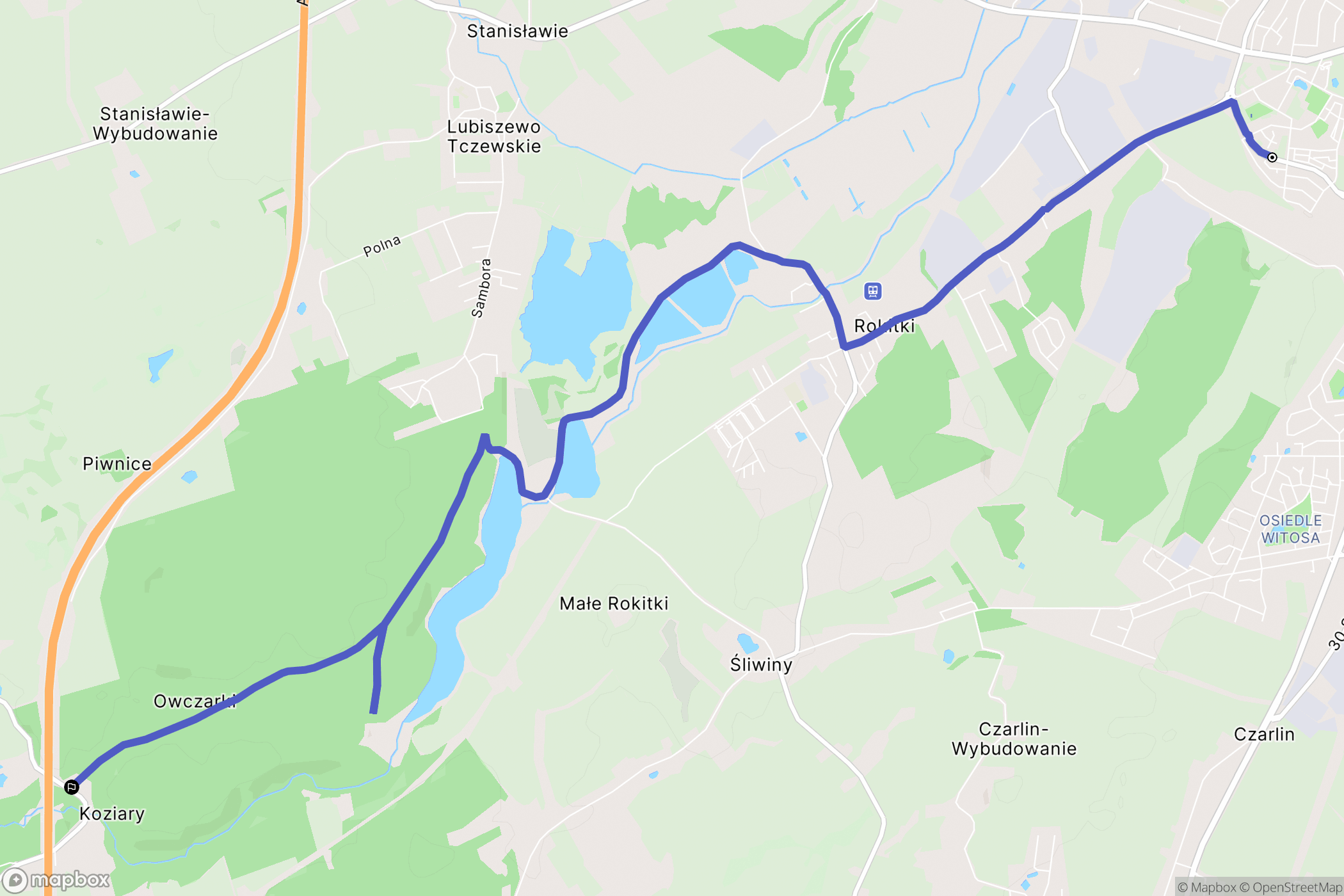 Tczew: mapa trasy - Poland