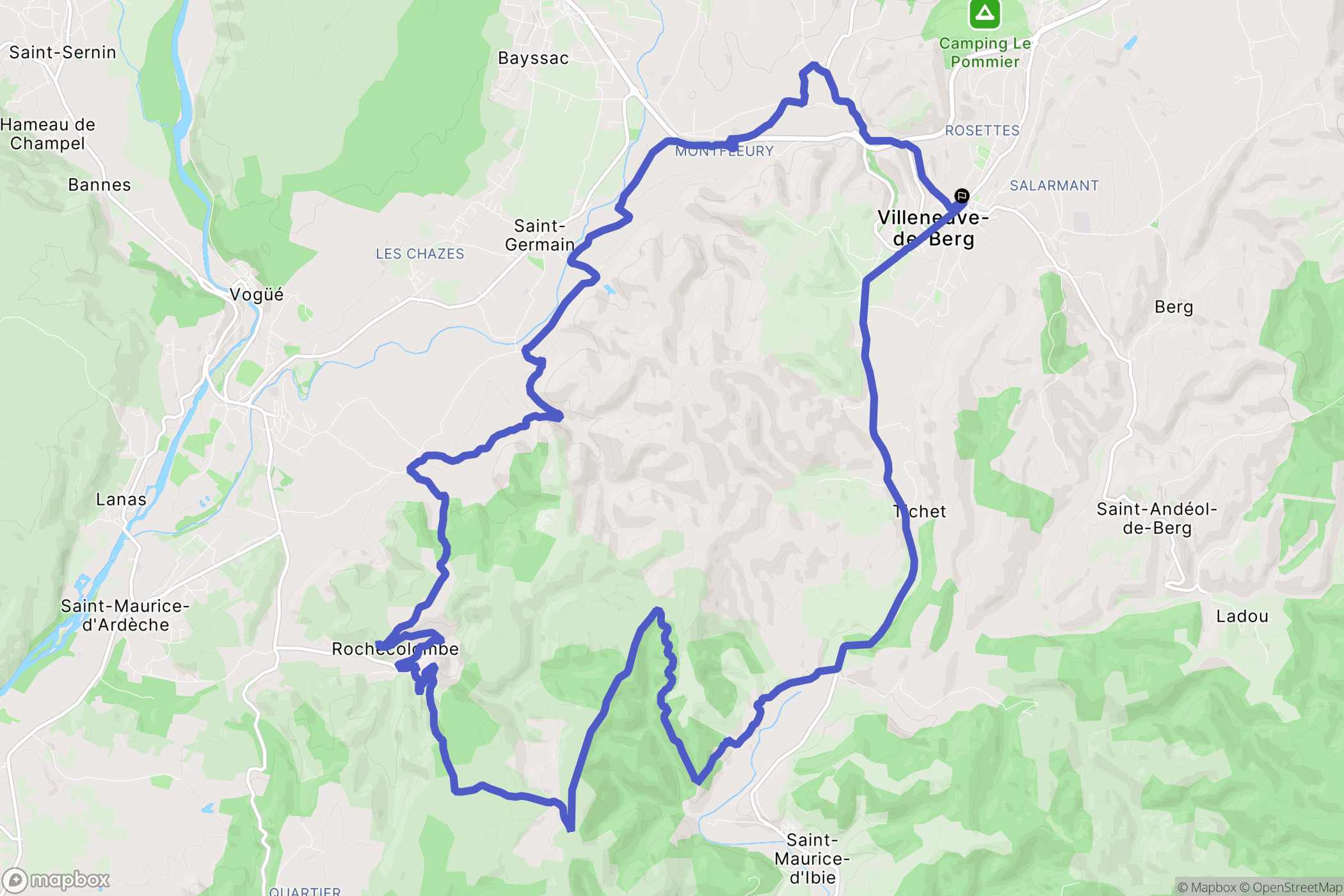 Villeneuve-de-Berg : carte du parcours de randonnée - France