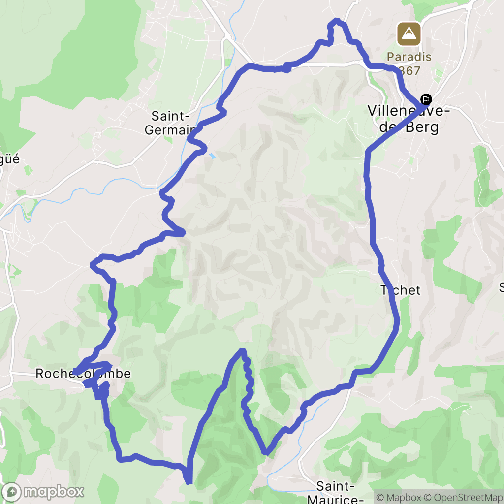 Villeneuve-de-Berg : carte du parcours de randonnée - France