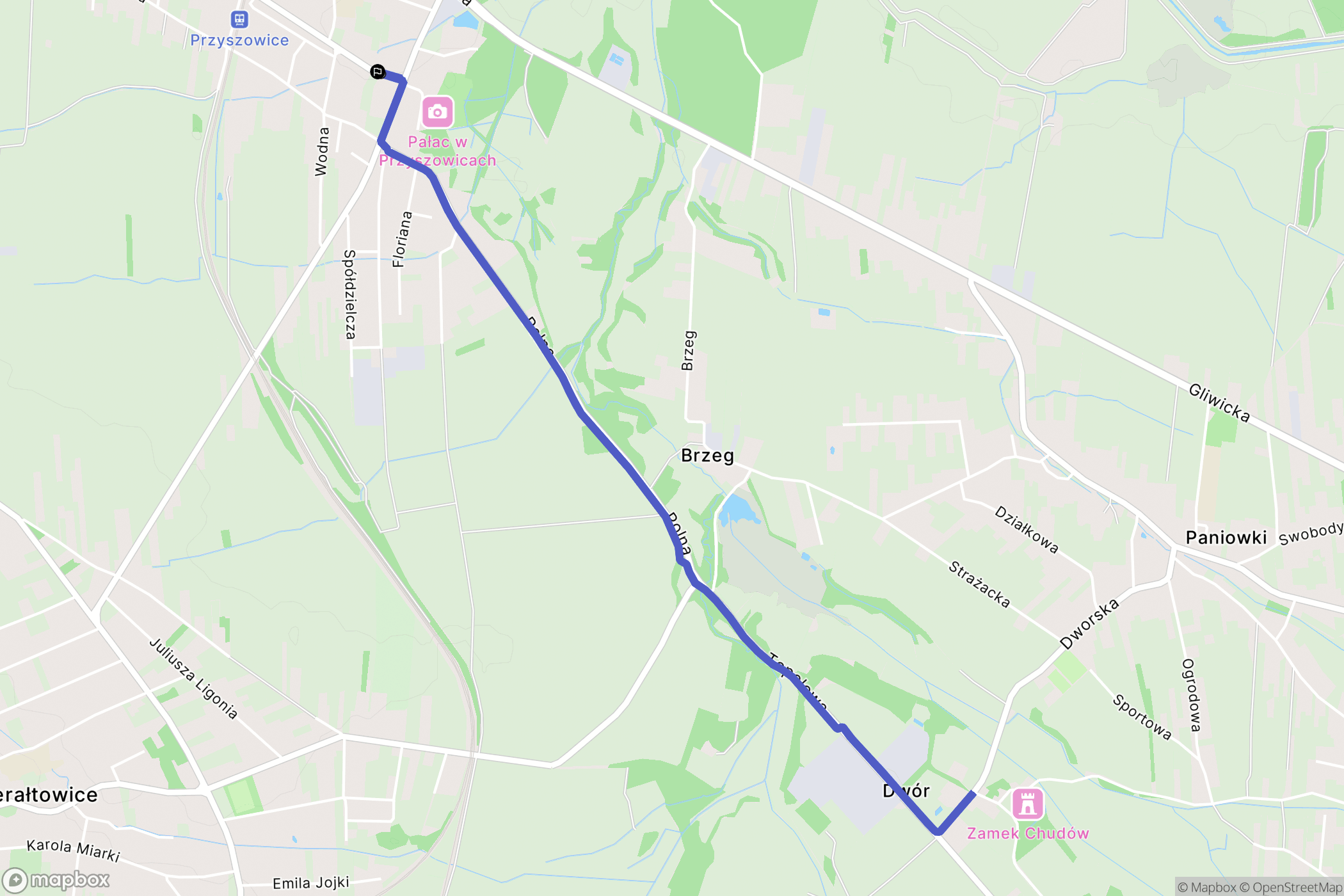 Przyszowice: mapa trasy - Poland