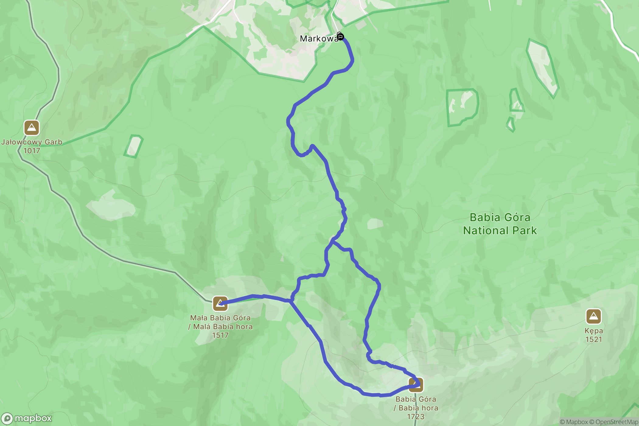 Zawoja: mapa trasy - Poland