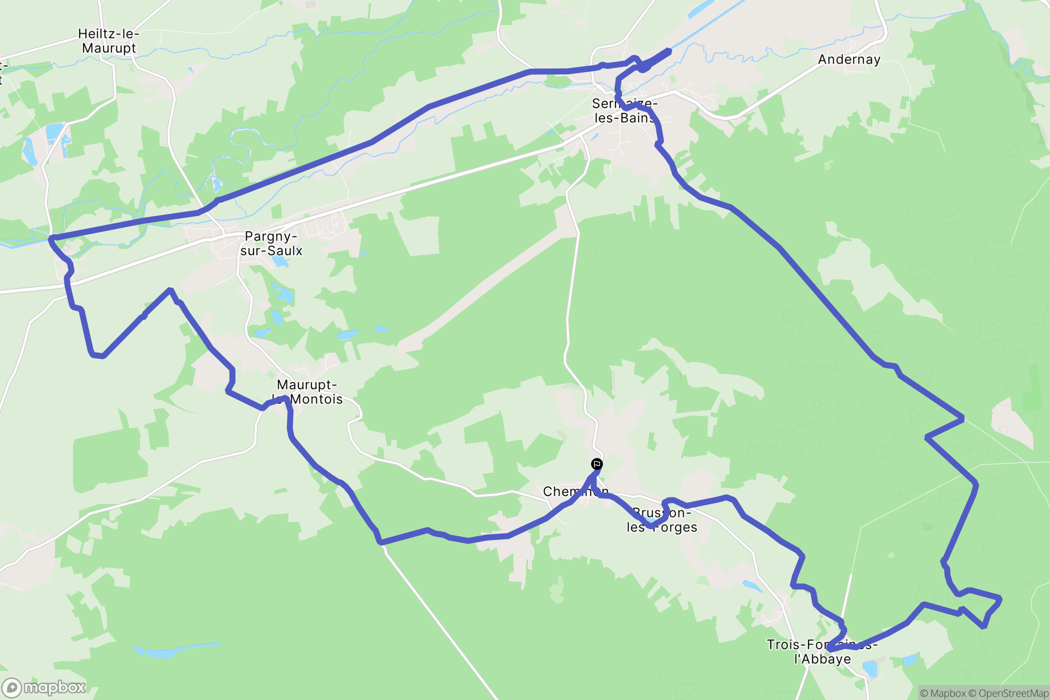Cheminon : carte du parcours de randonnée - France