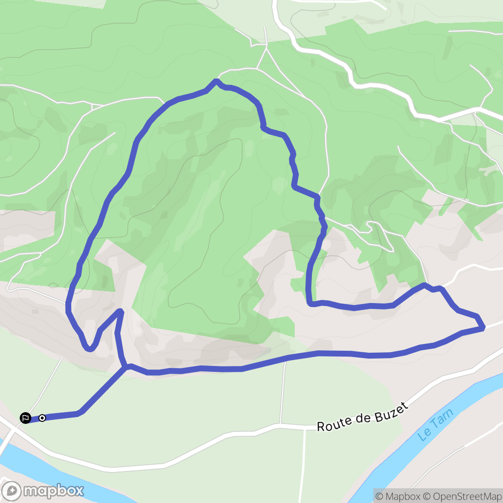 Buzet-sur-Tarn : carte du parcours de randonnée - France