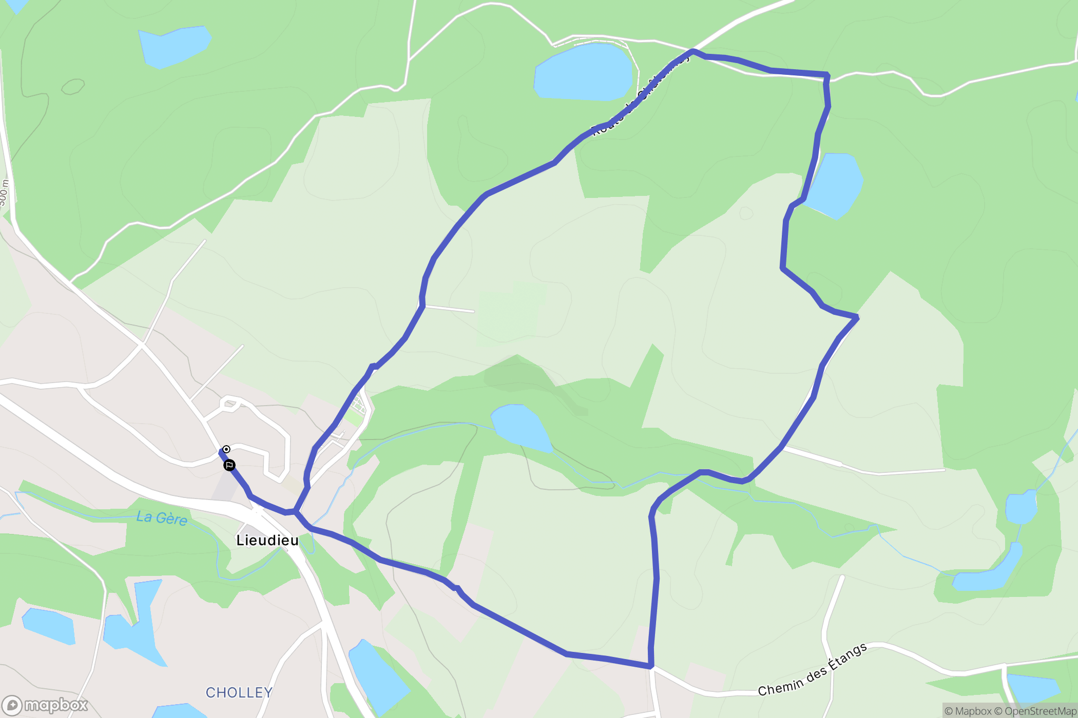 Lieudieu : carte du parcours de randonnée - France