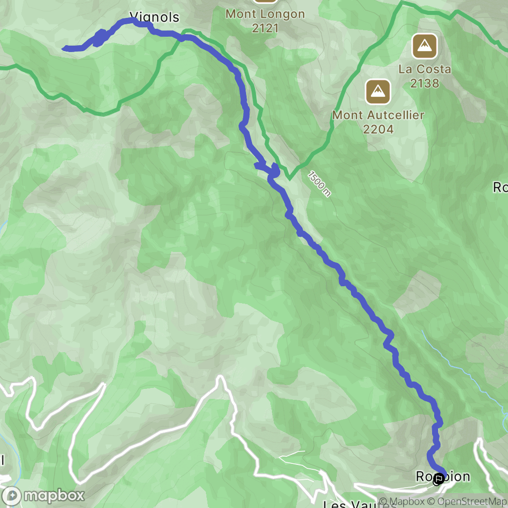 Roubion : carte du parcours de randonnée - France