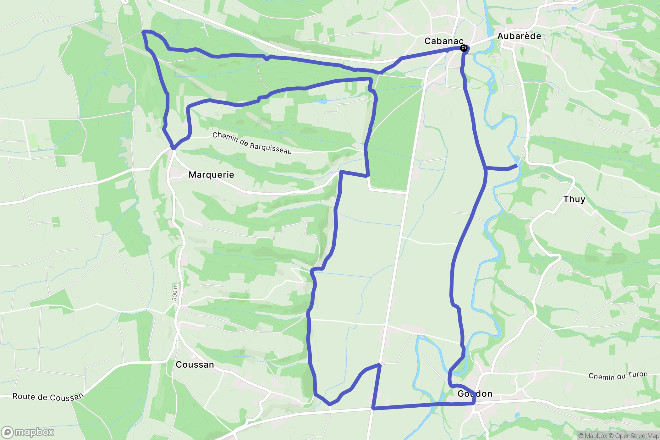 Cabanac : carte du parcours de randonnée - France