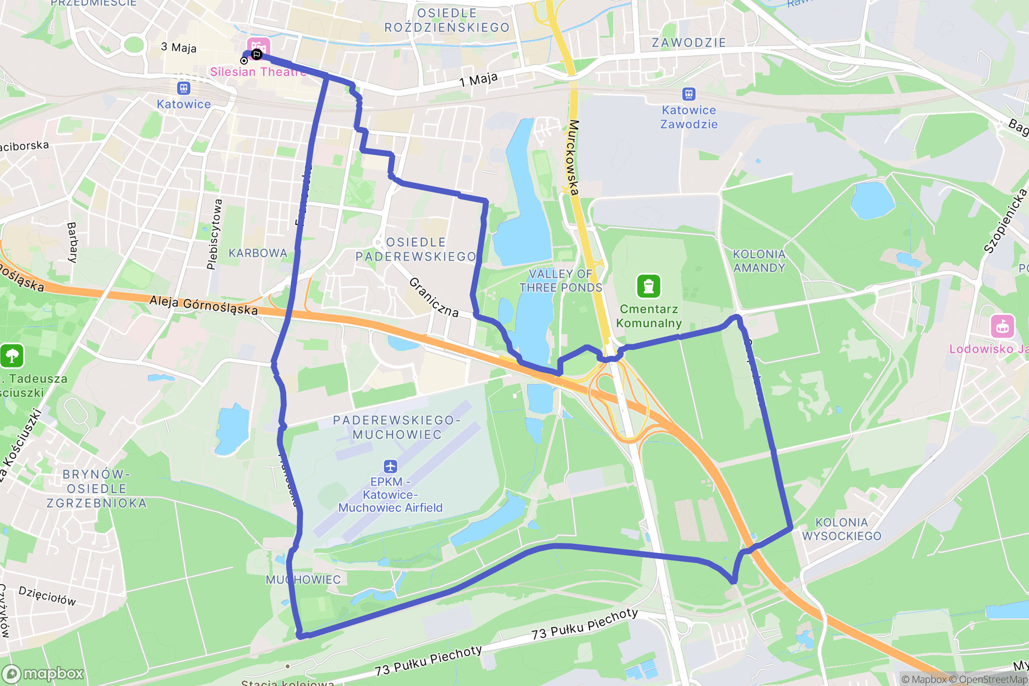 Katowice: mapa trasy - Poland