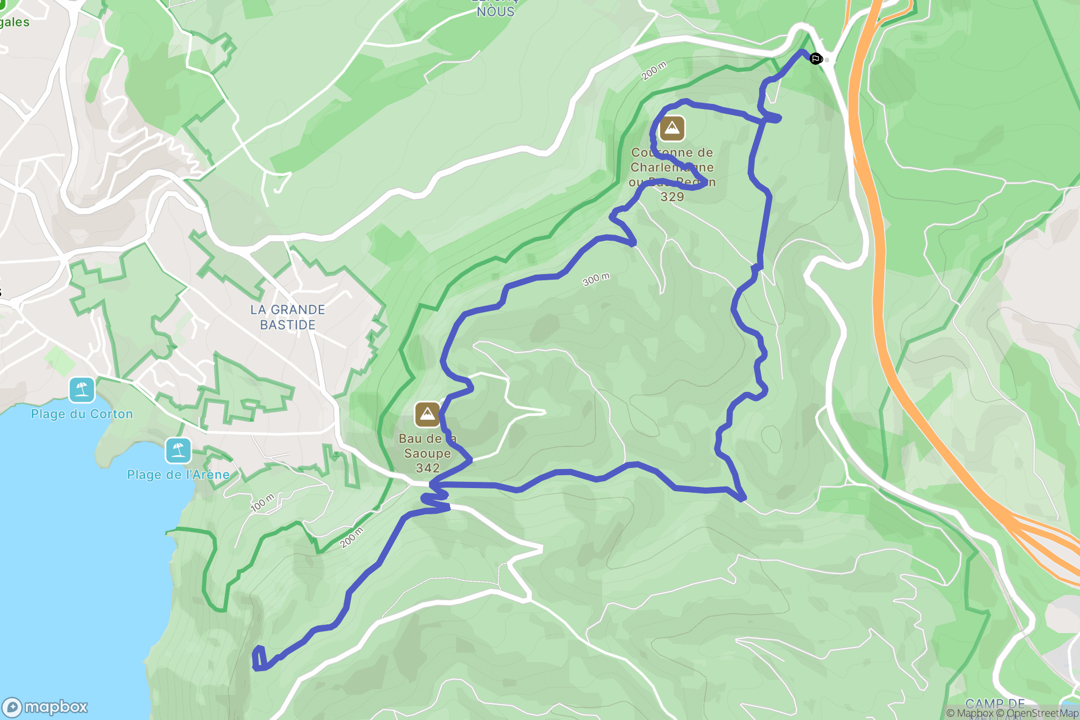 Cassis : carte du parcours de randonnée - France