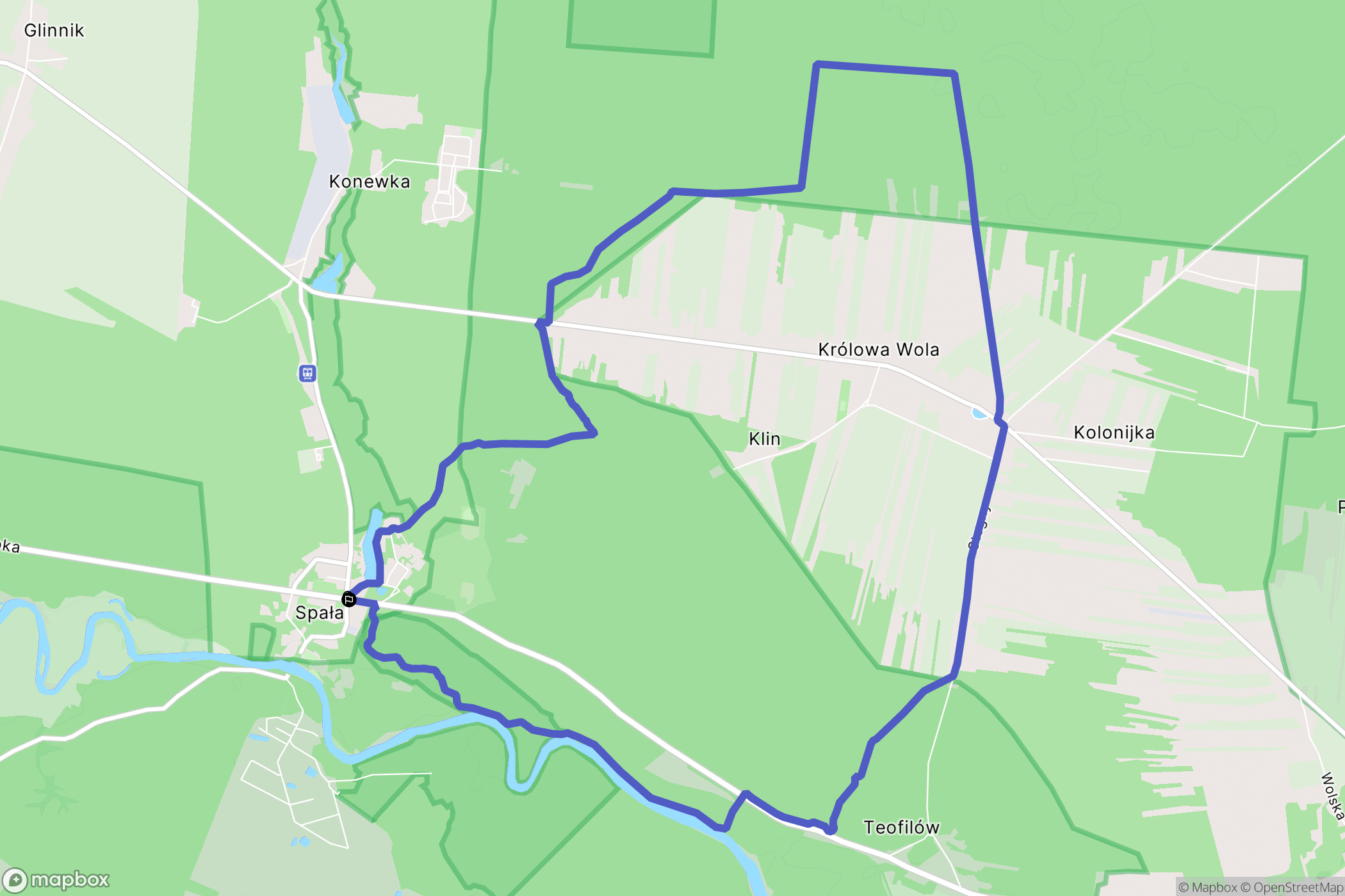 Spała: mapa trasy - Poland
