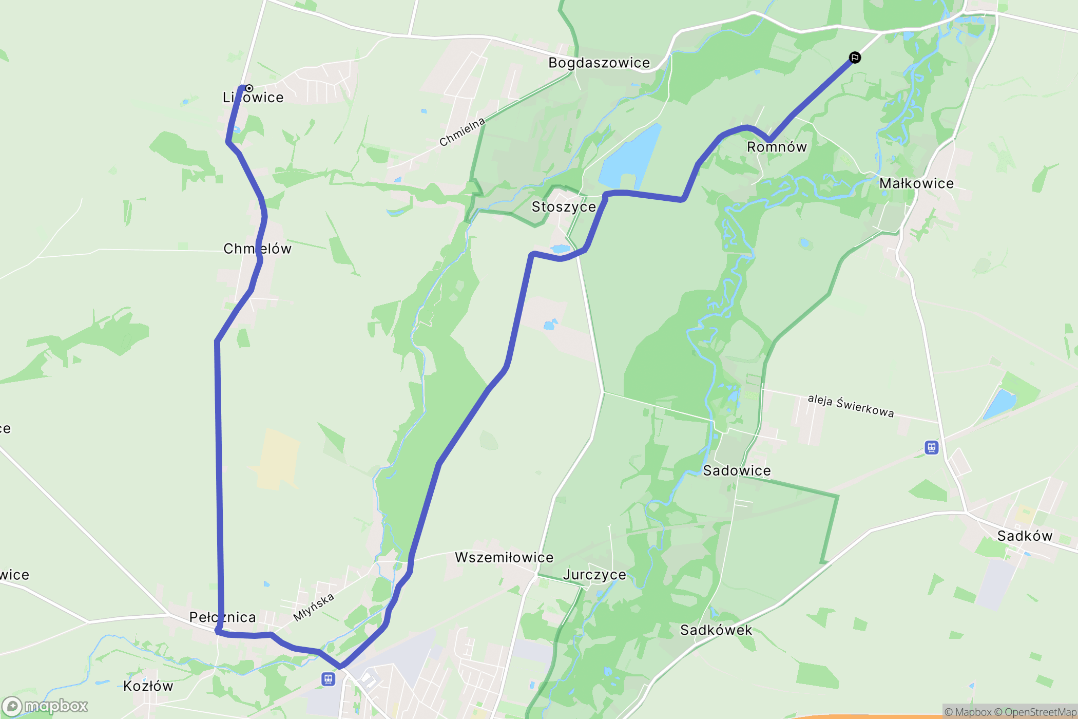 Lisowice: mapa trasy - Poland