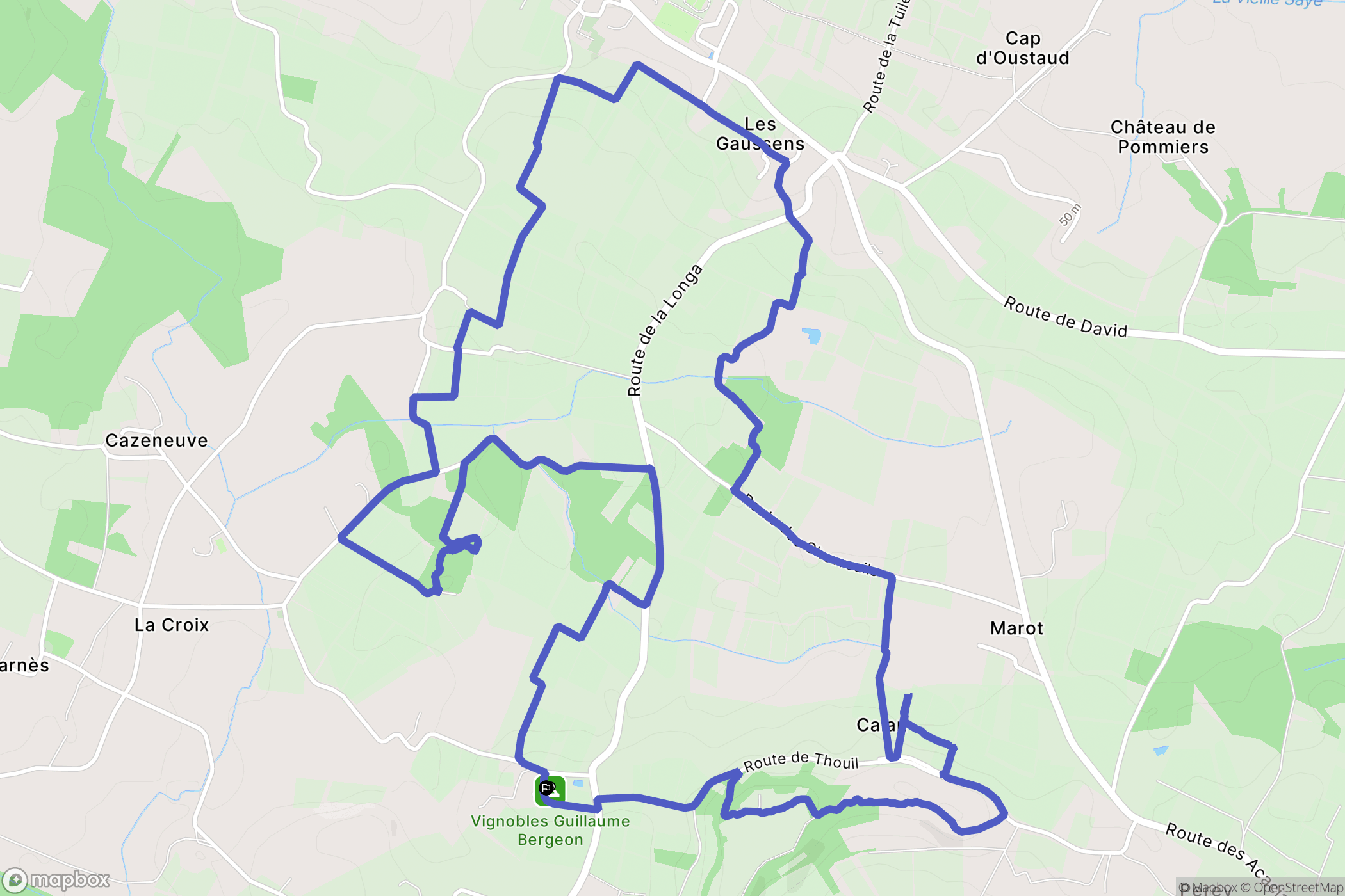 Villegouge : carte du parcours de randonnée - France