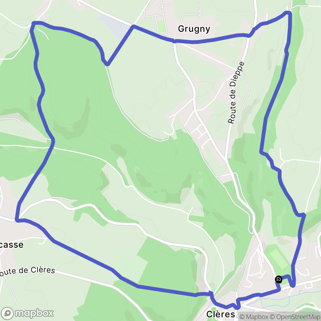 Clères : carte du parcours de randonnée - France