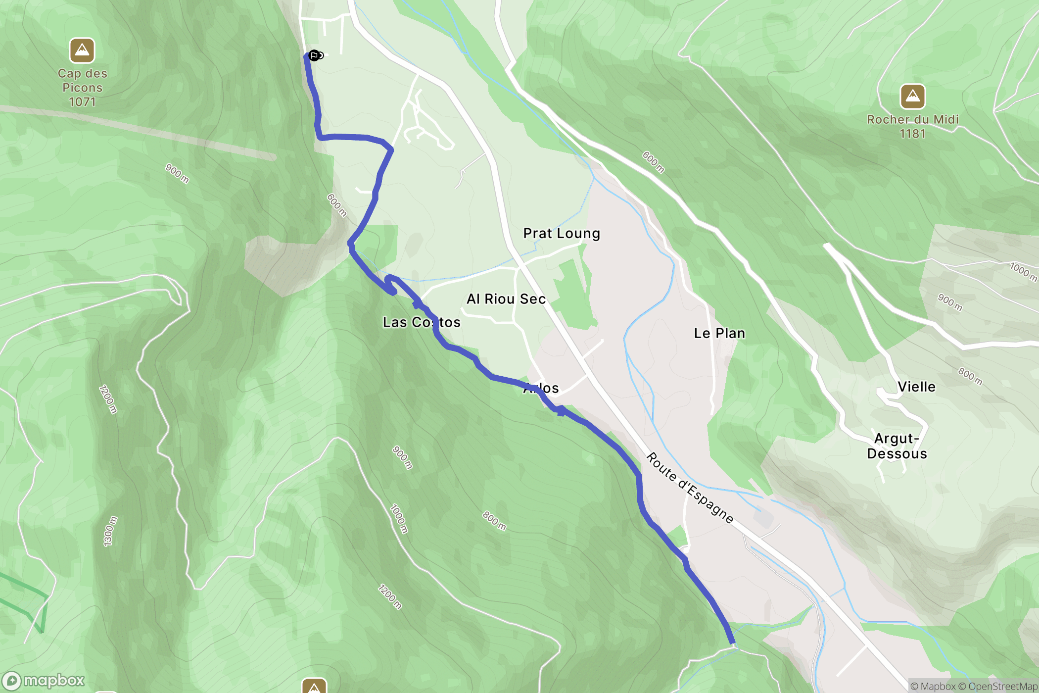 Saint-Béat-Lez : carte du parcours de randonnée - France
