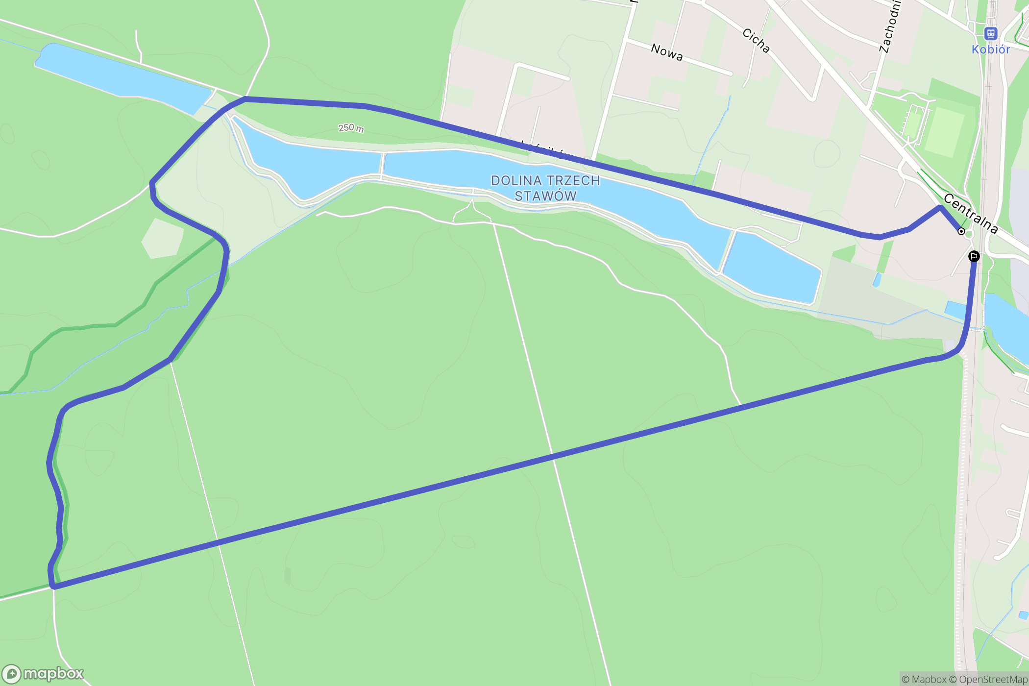 Kobiór: mapa trasy - Poland