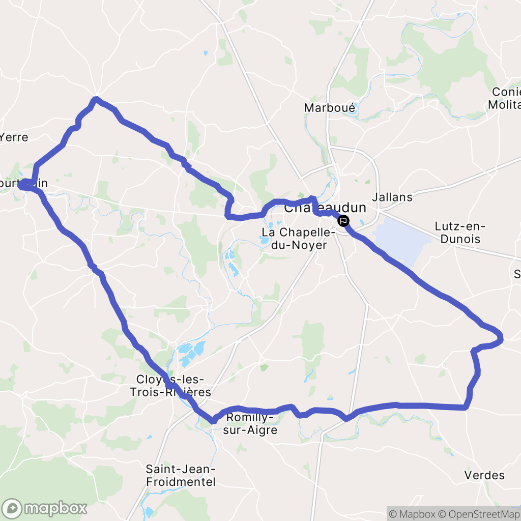 Châteaudun : carte du parcours de randonnée - France