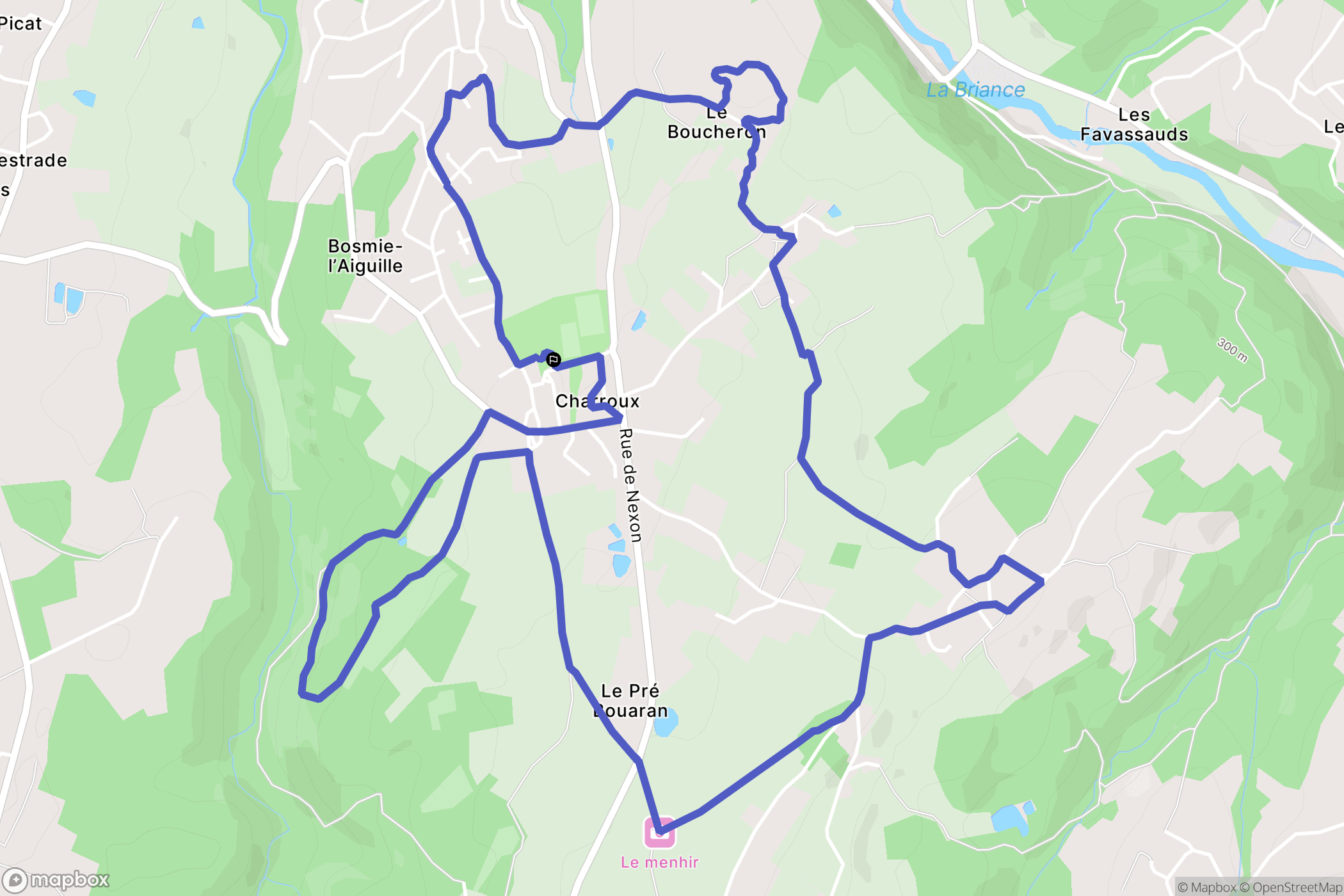 Bosmie-l'Aiguille : carte du parcours de randonnée - France