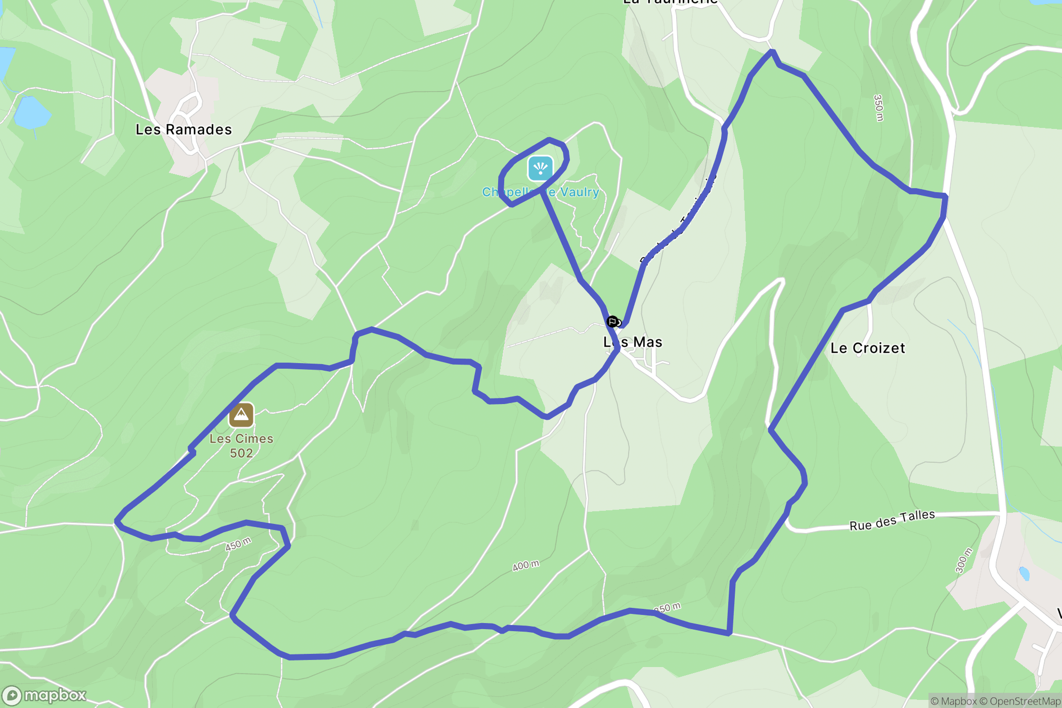 Vaulry : carte du parcours de randonnée - France