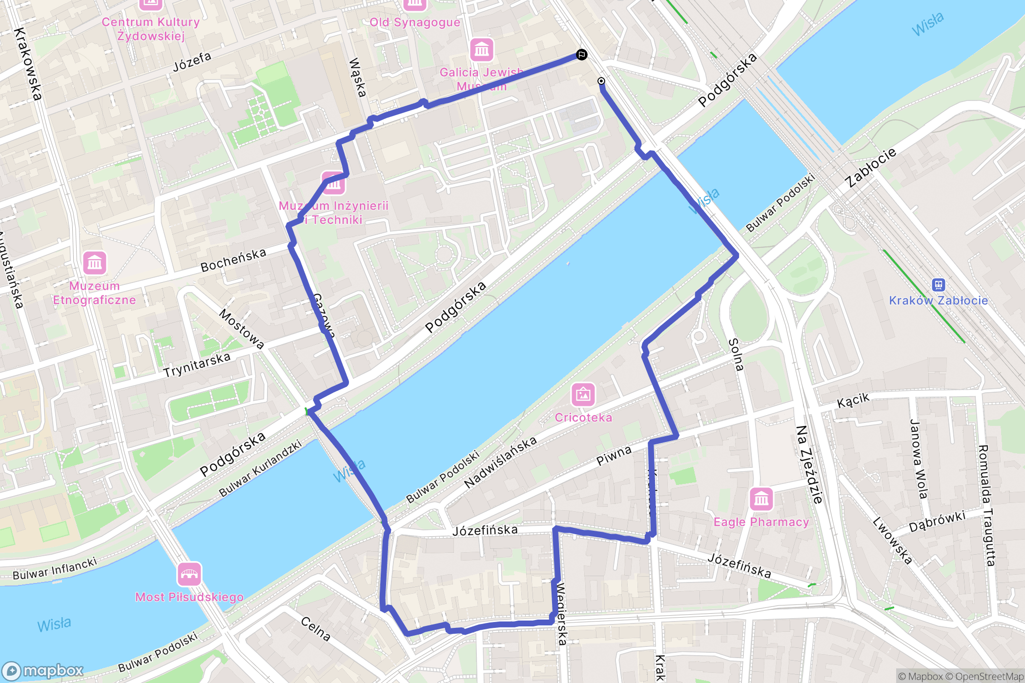 Kraków: mapa trasy - Poland