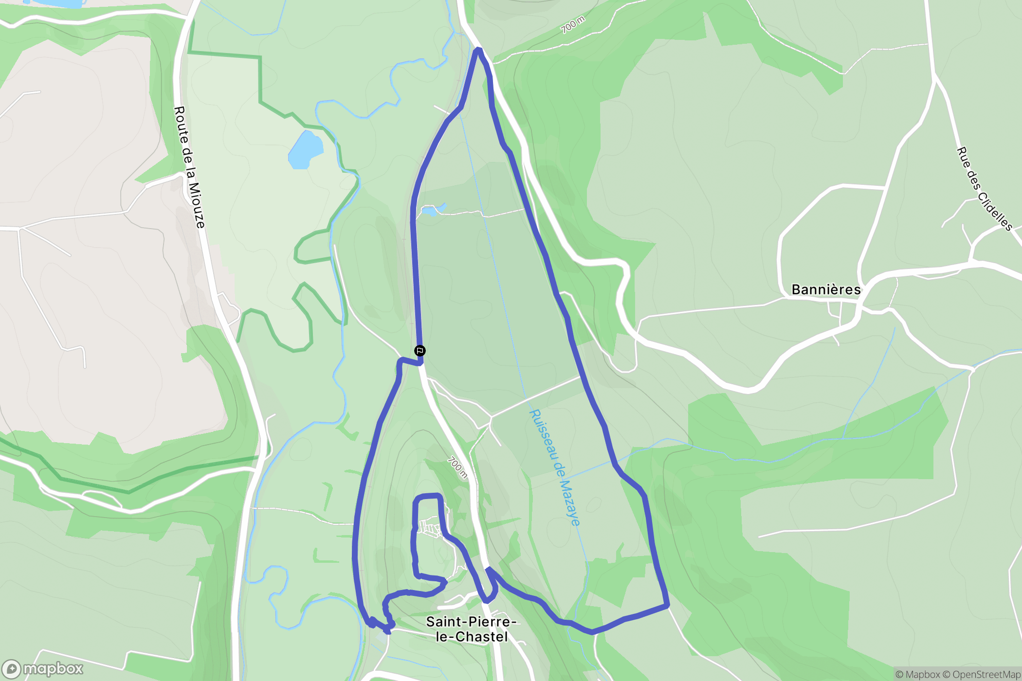 Saint-Pierre-le-Chastel : carte du parcours de randonnée - France
