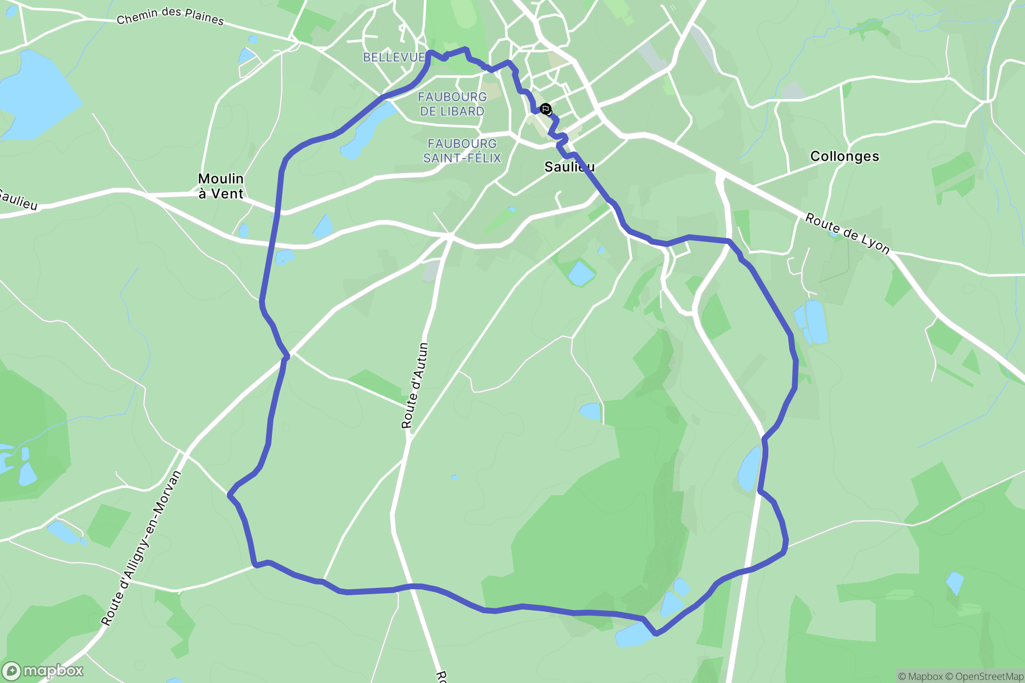 Saulieu : carte du parcours de randonnée - France
