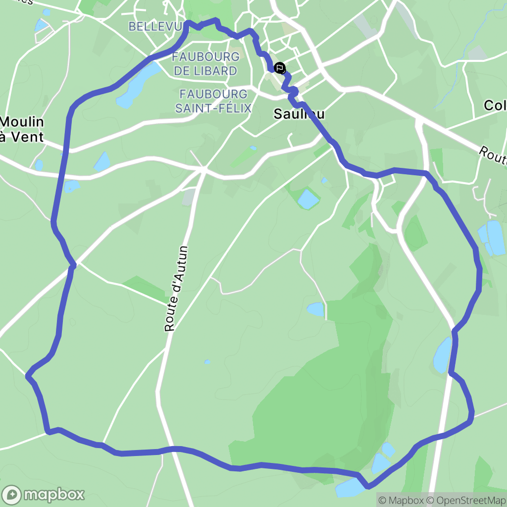 Saulieu : carte du parcours de randonnée - France