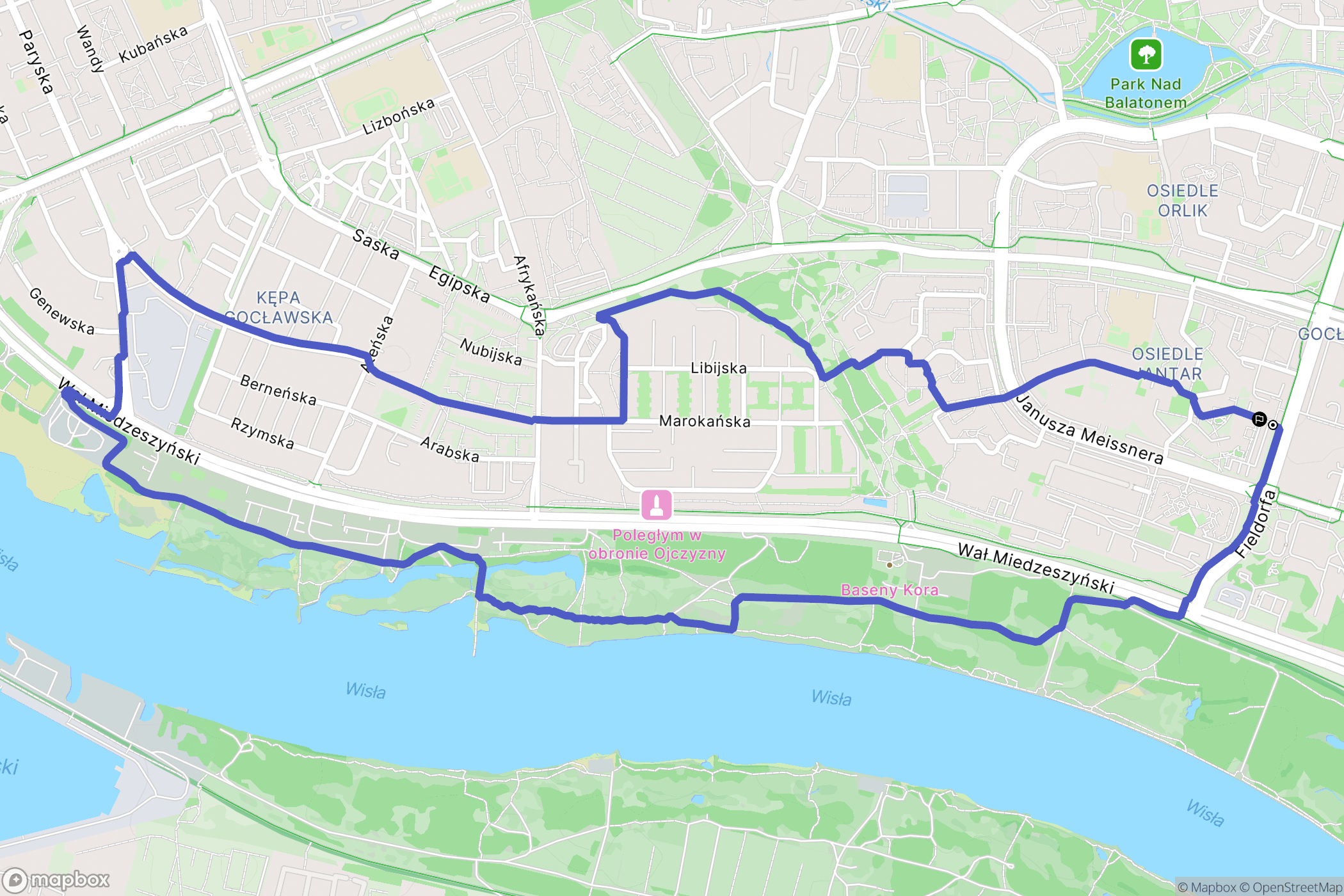 Warszawa: mapa trasy - Poland