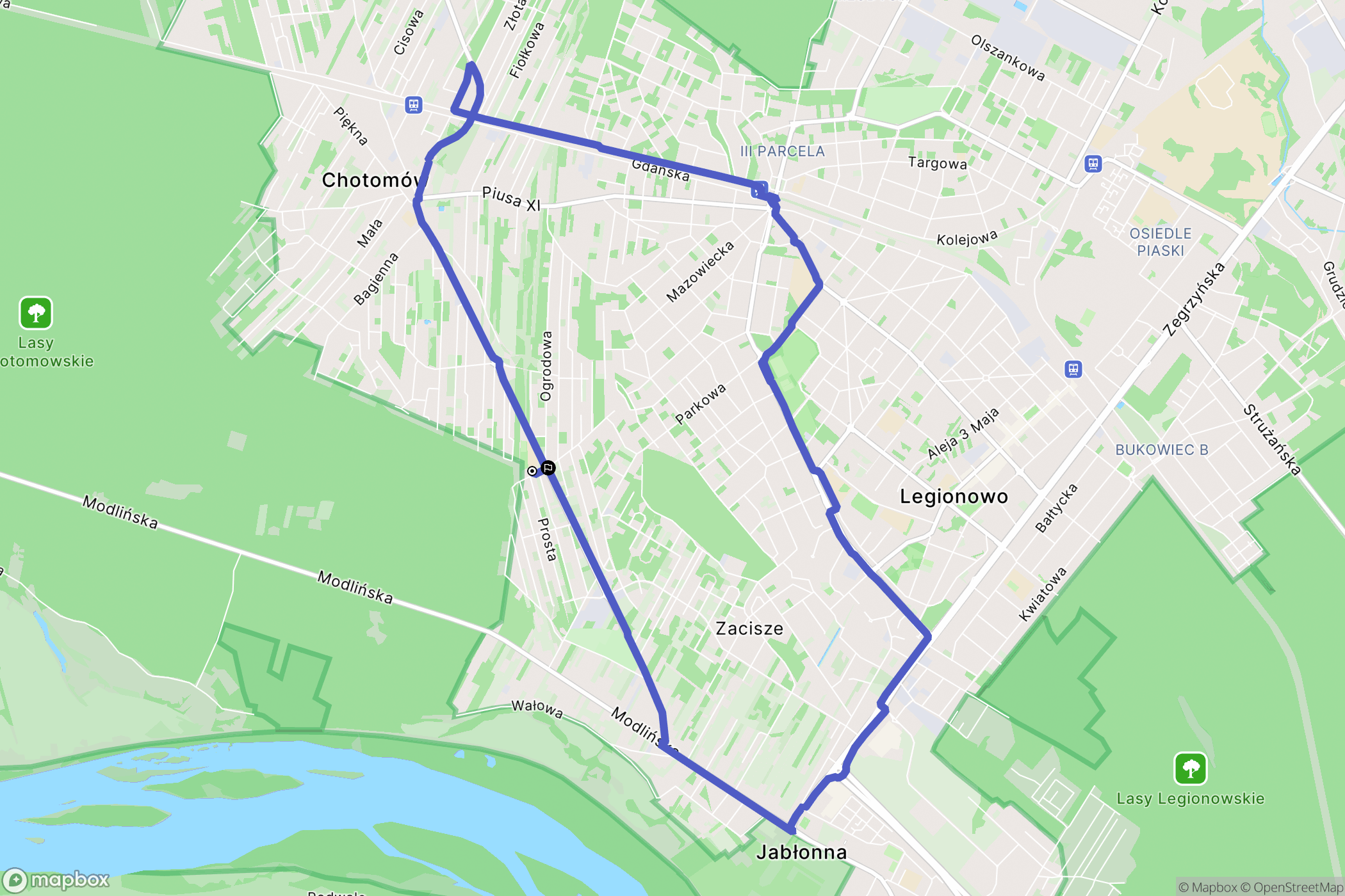 Jabłonna: mapa trasy - Poland