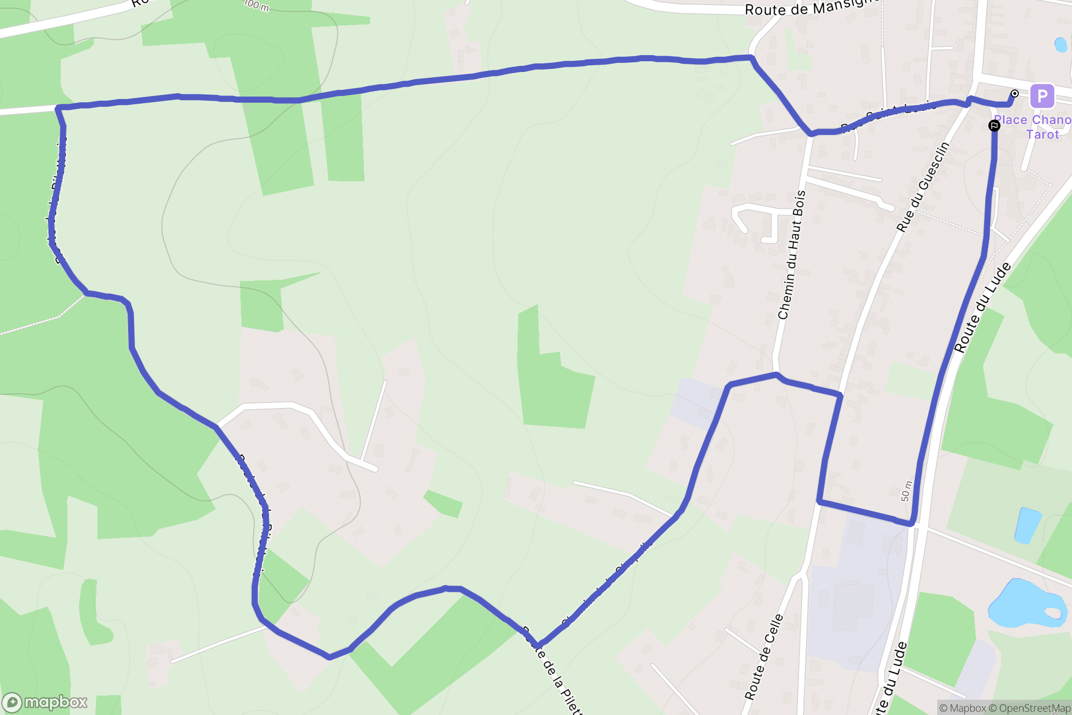 Pontvallain : carte du parcours de randonnée - France
