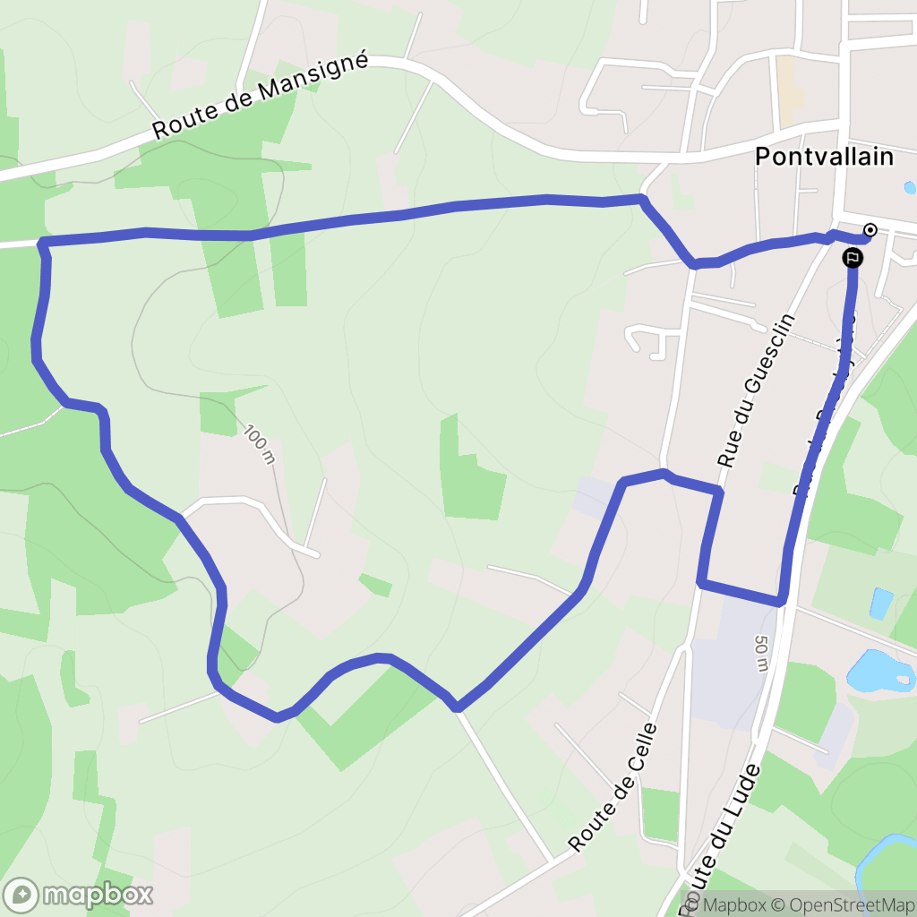 Pontvallain : carte du parcours de randonnée - France