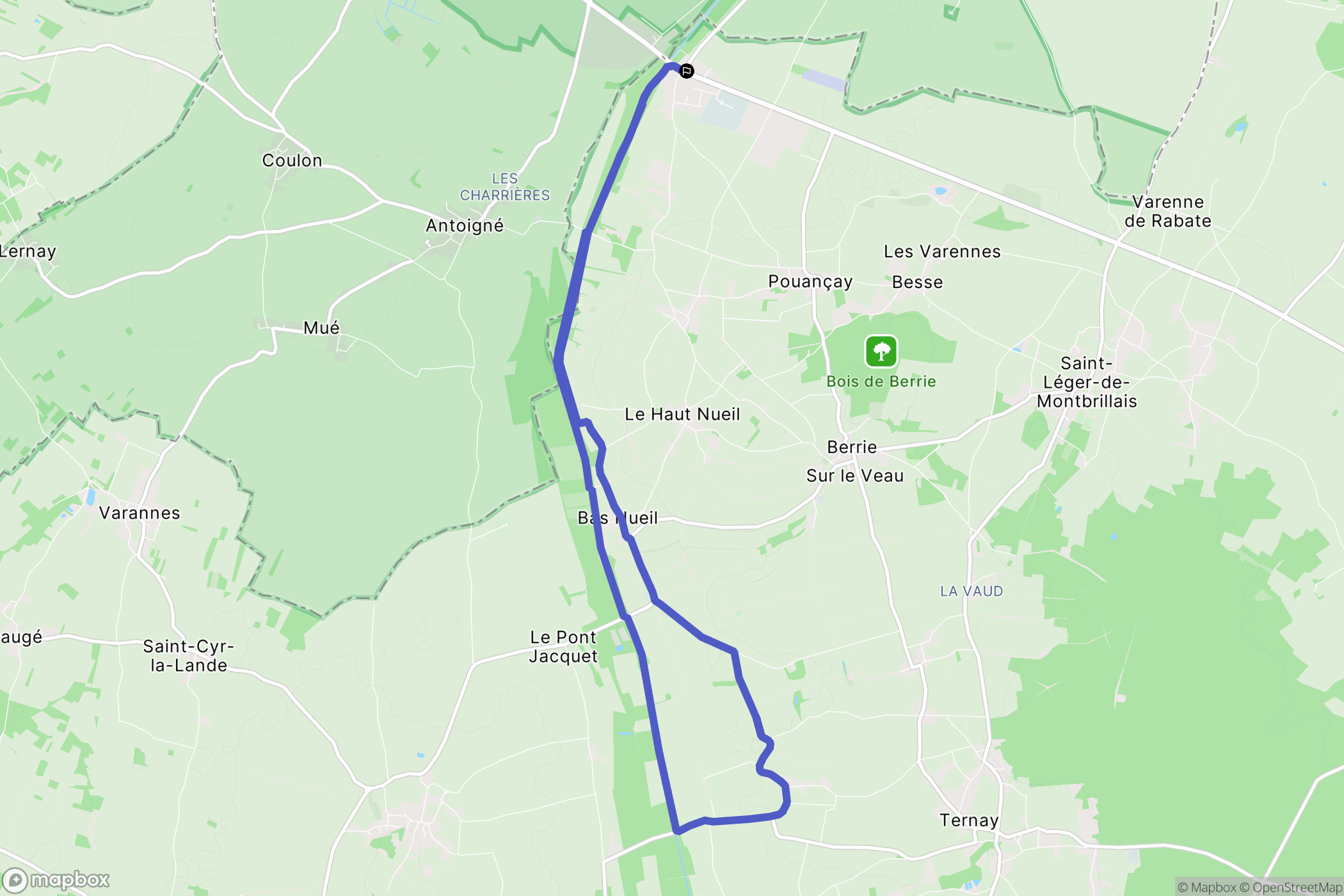Pouançay : carte du parcours de randonnée - France