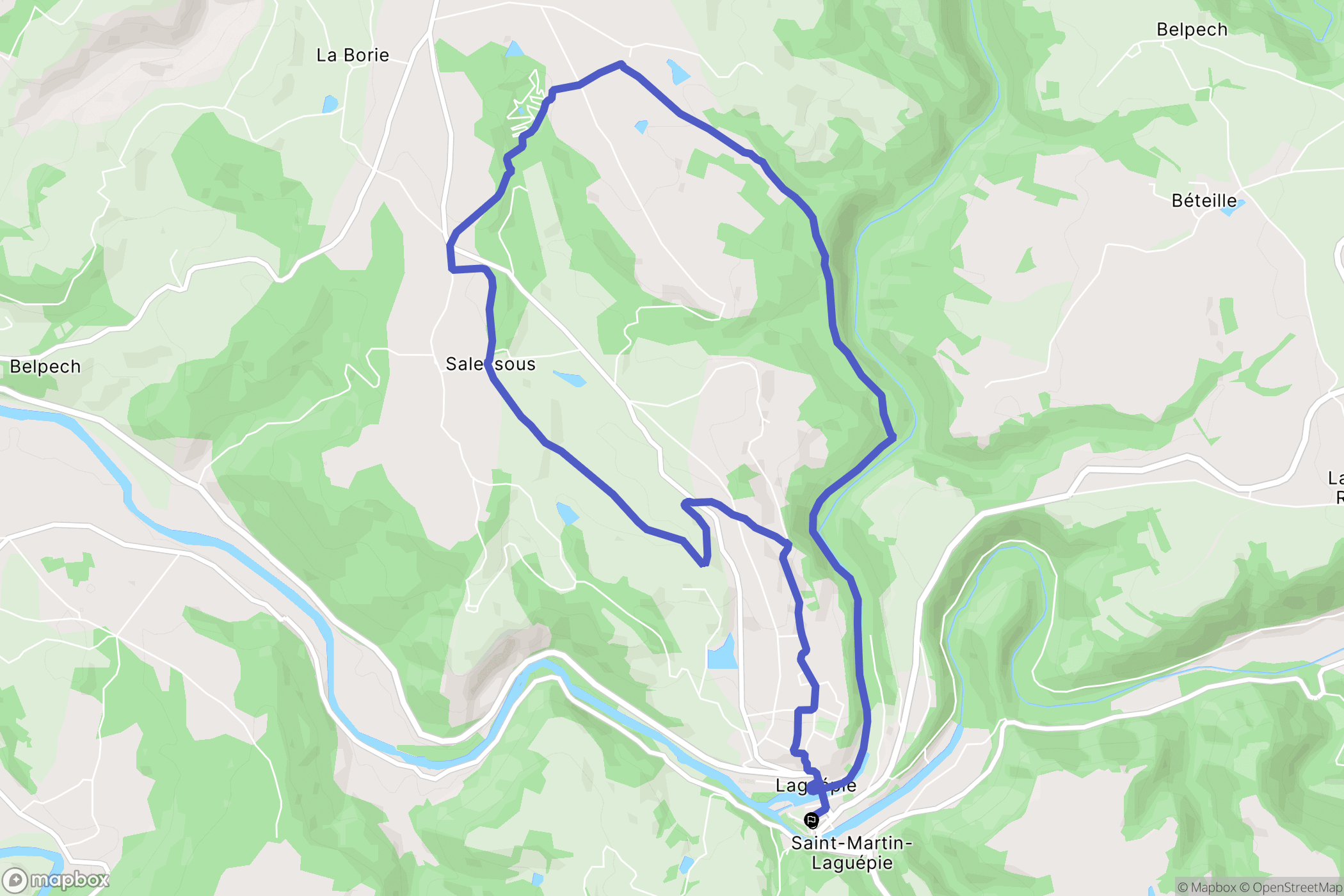 Laguépie : carte du parcours de randonnée - France