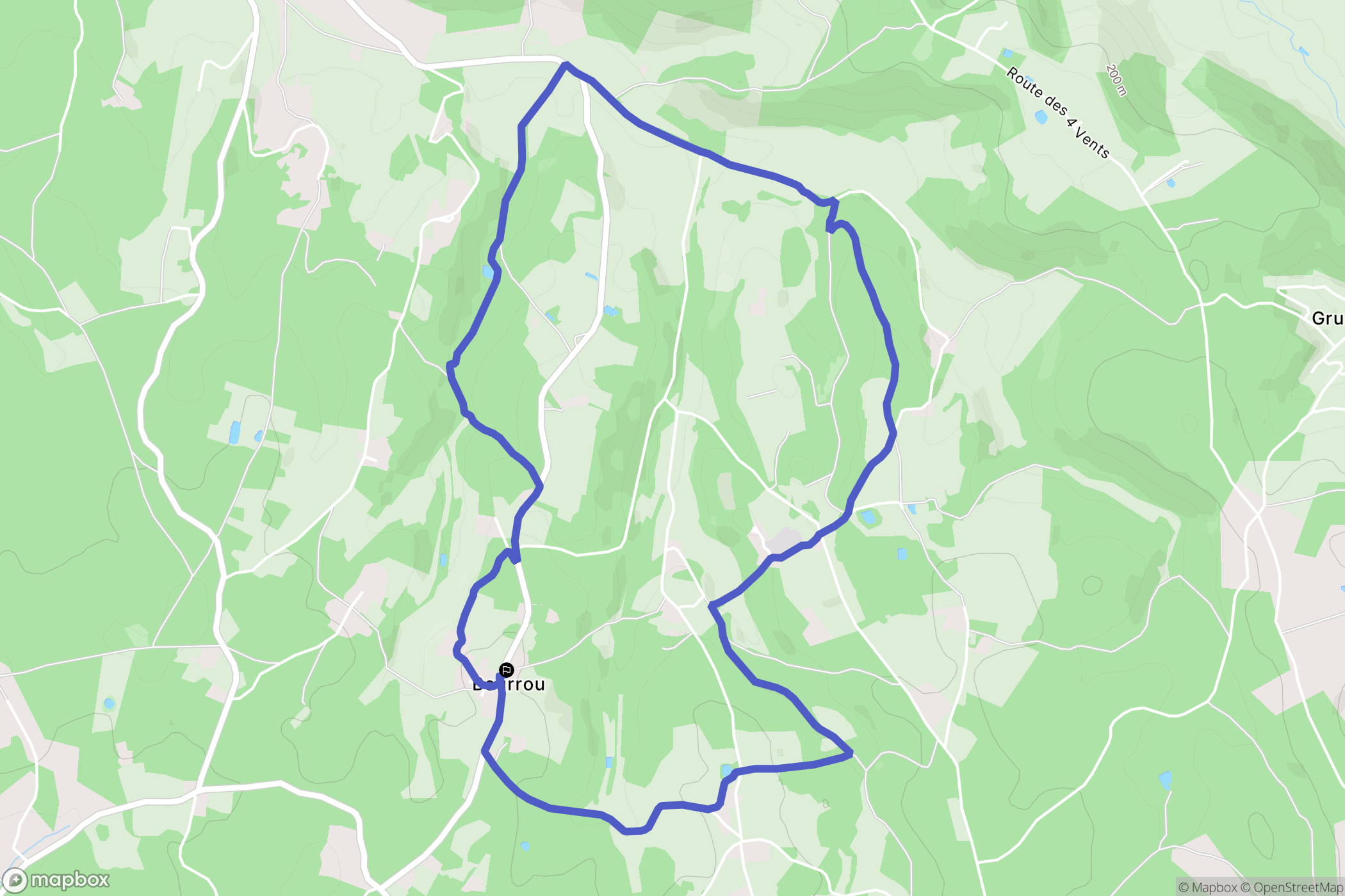 Bourrou : carte du parcours de randonnée - France