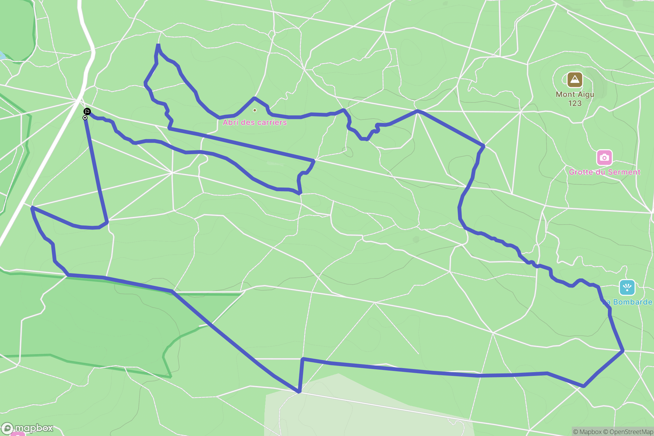 Fontainebleau : carte du parcours de randonnée - France