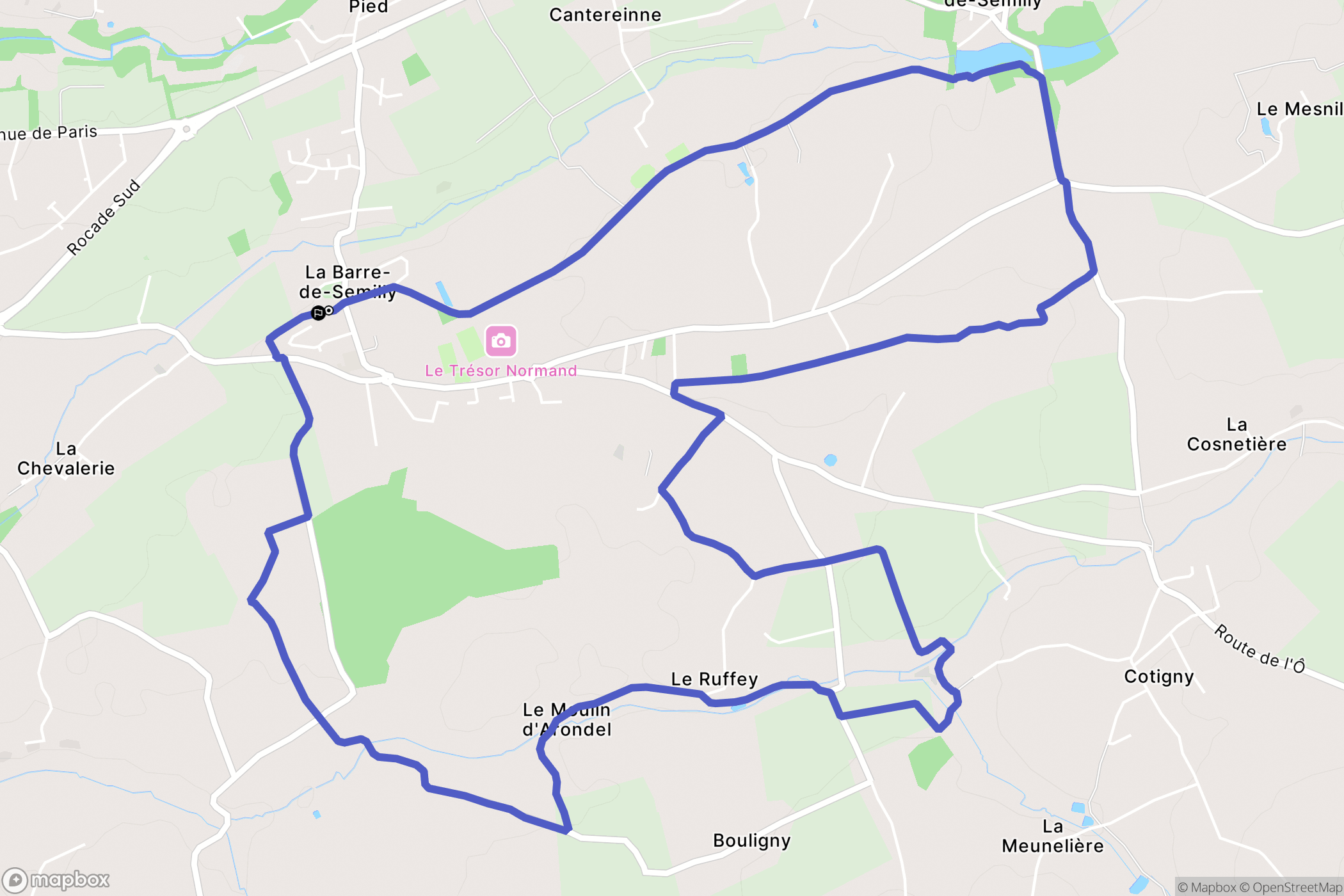 La Barre-de-Semilly : carte du parcours de randonnée - France