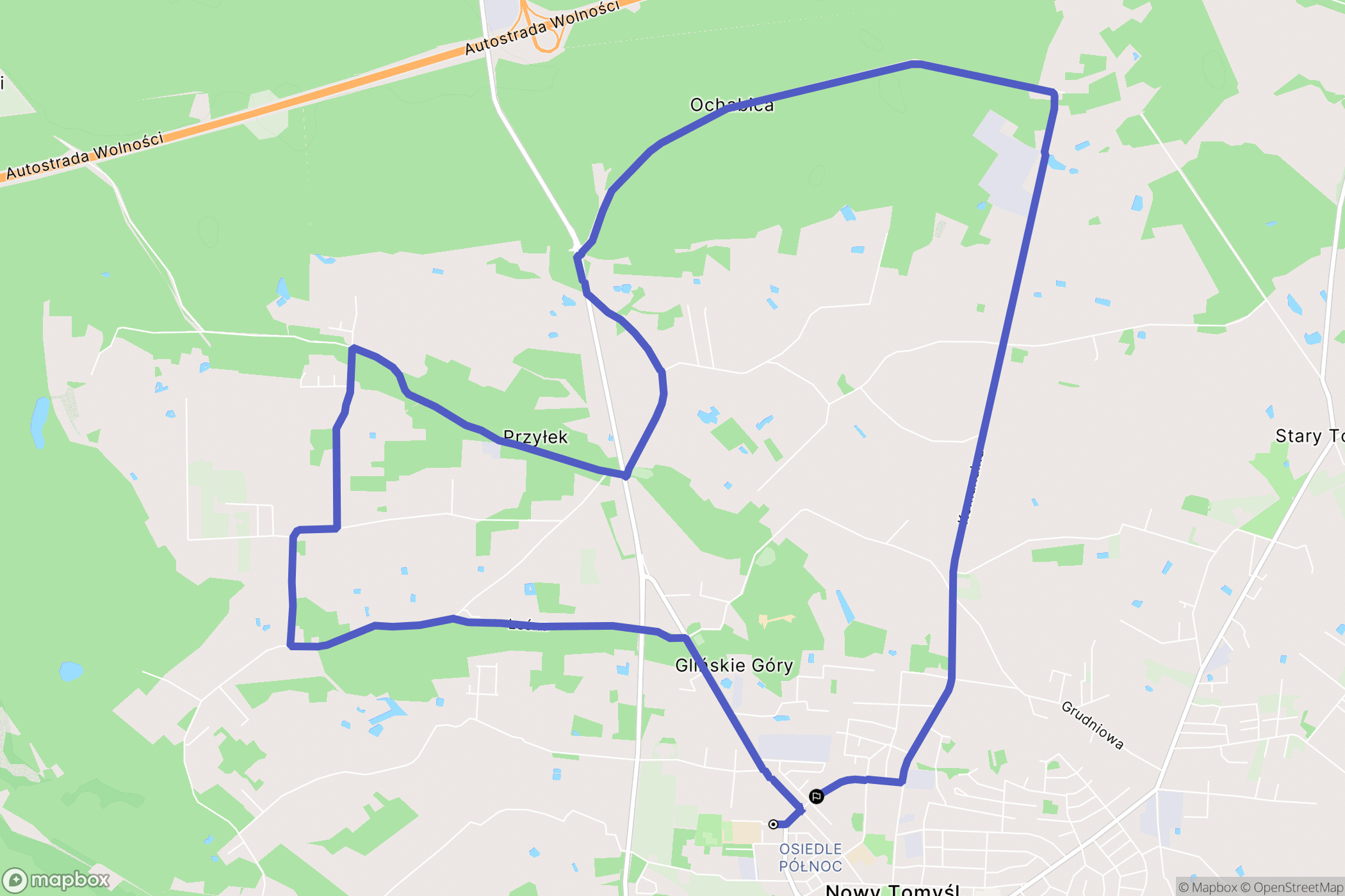 Nowy Tomyśl: mapa trasy - Poland