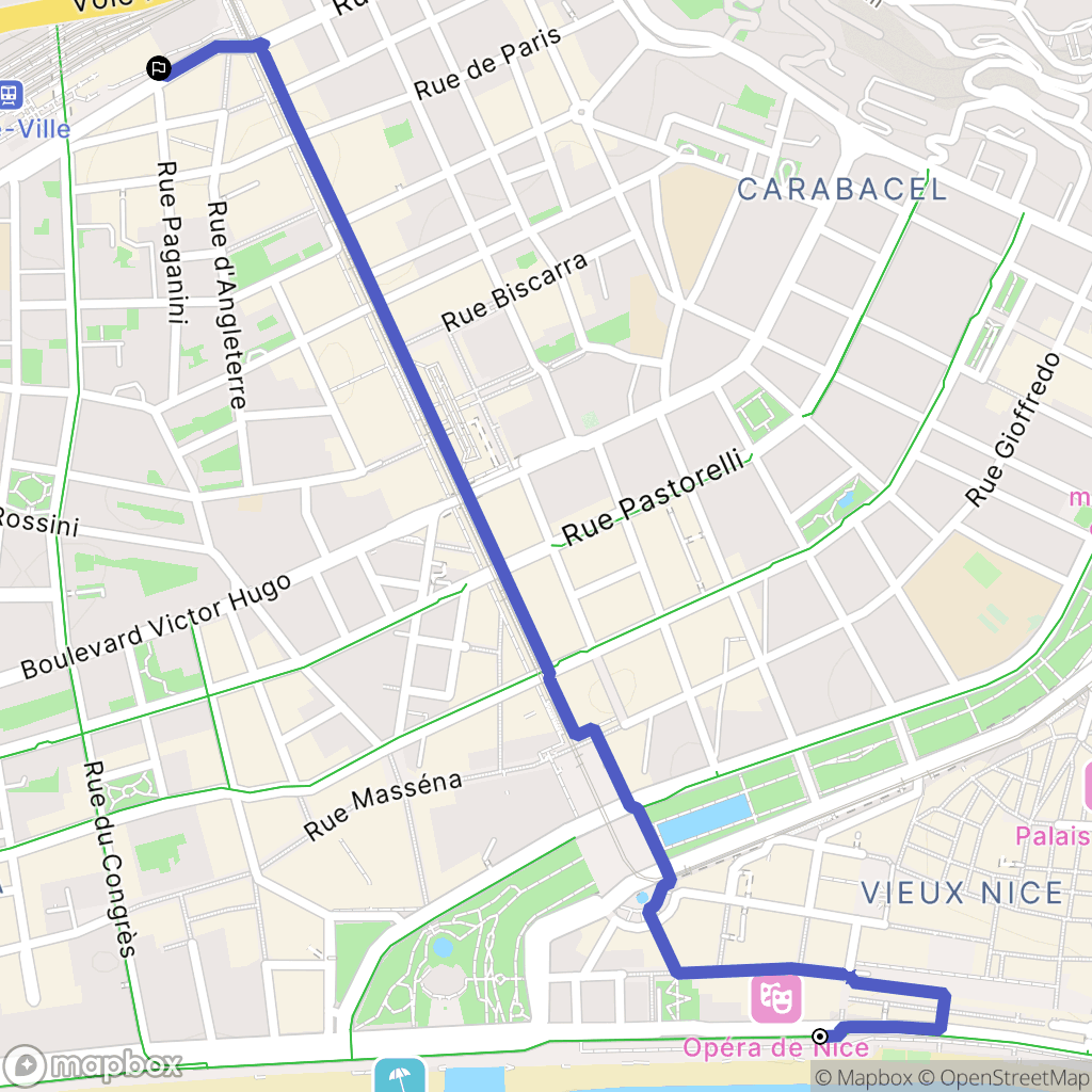 Nice : carte du parcours de randonnée - France