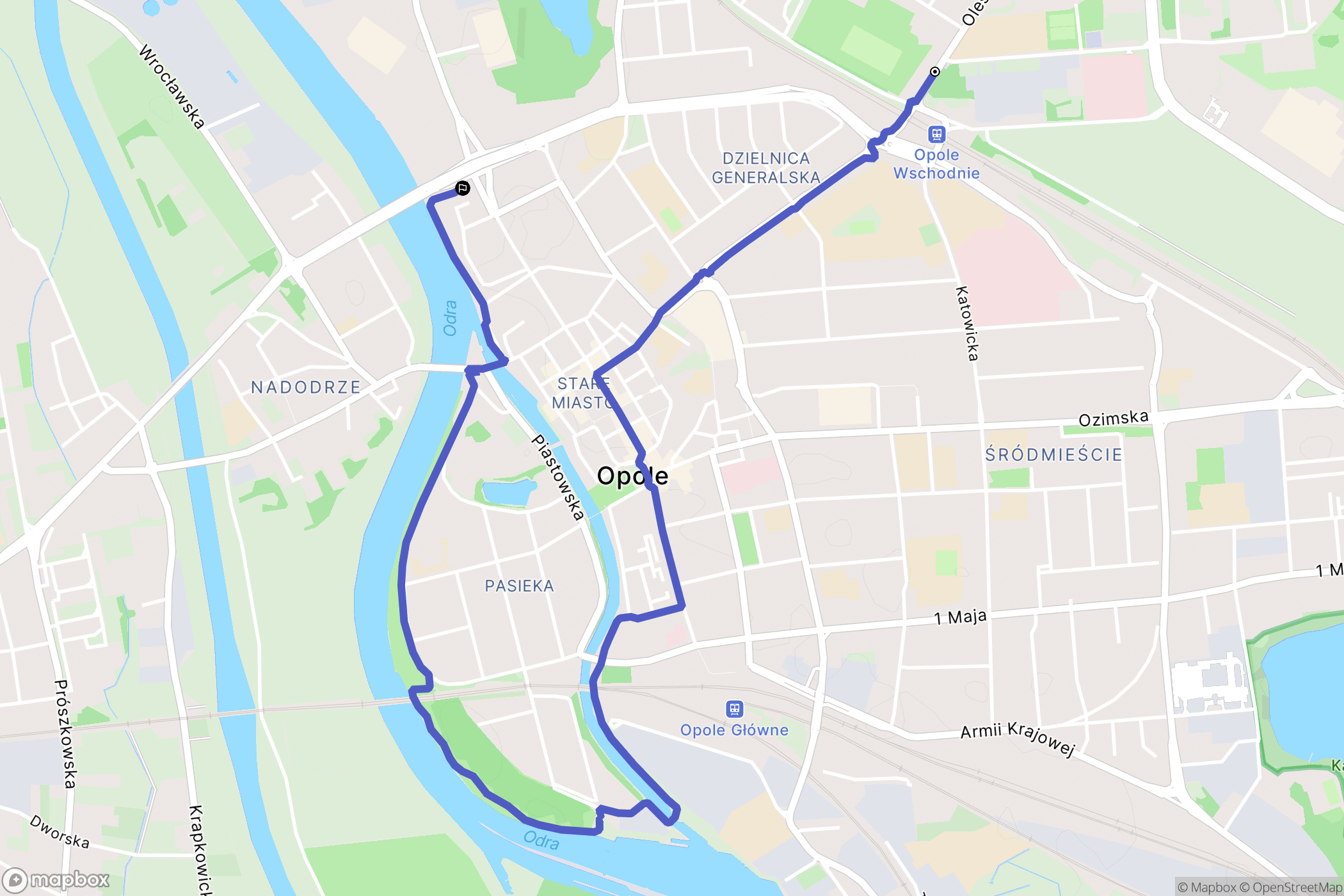 Opole: mapa trasy - Poland