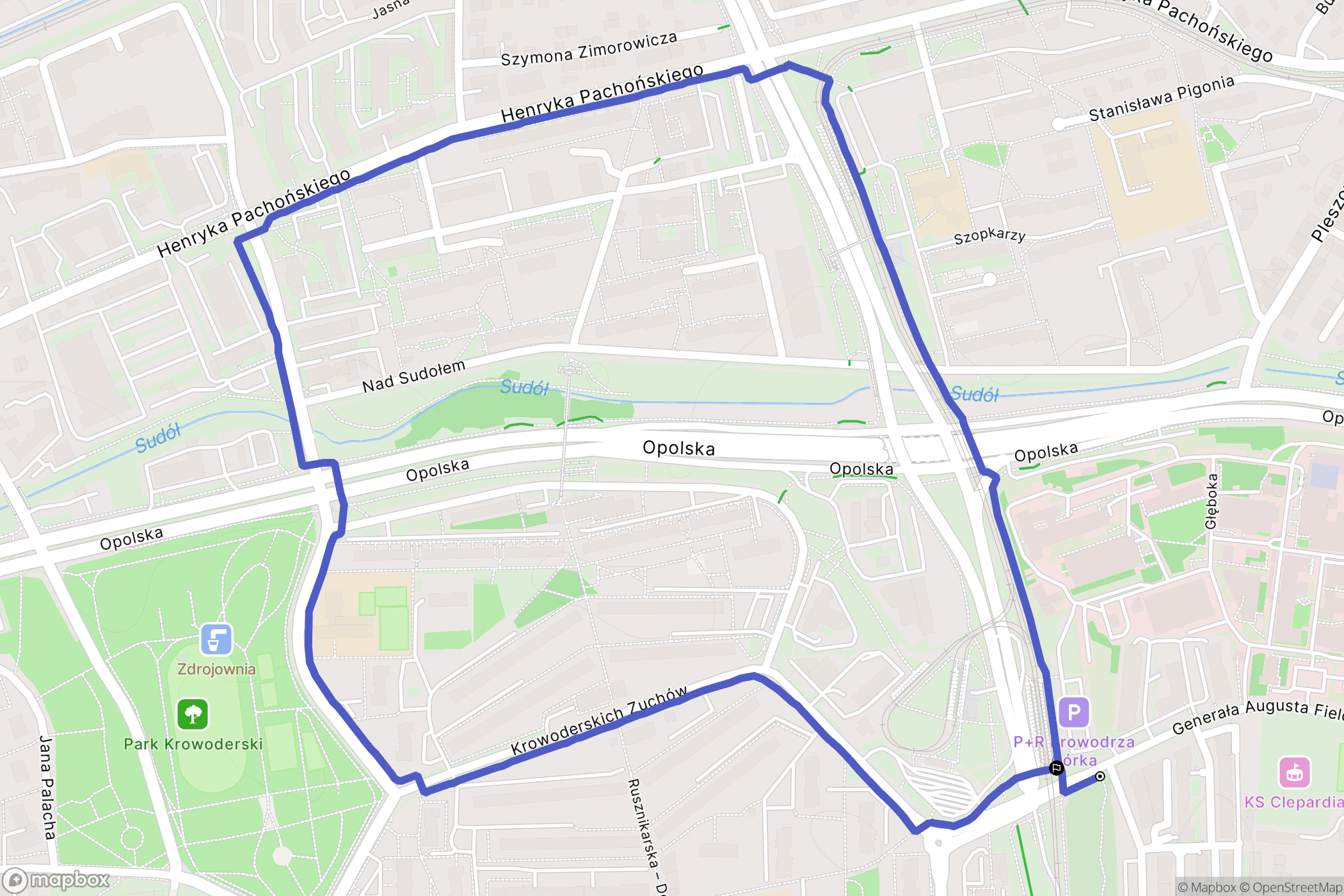 Kraków: mapa trasy - Poland