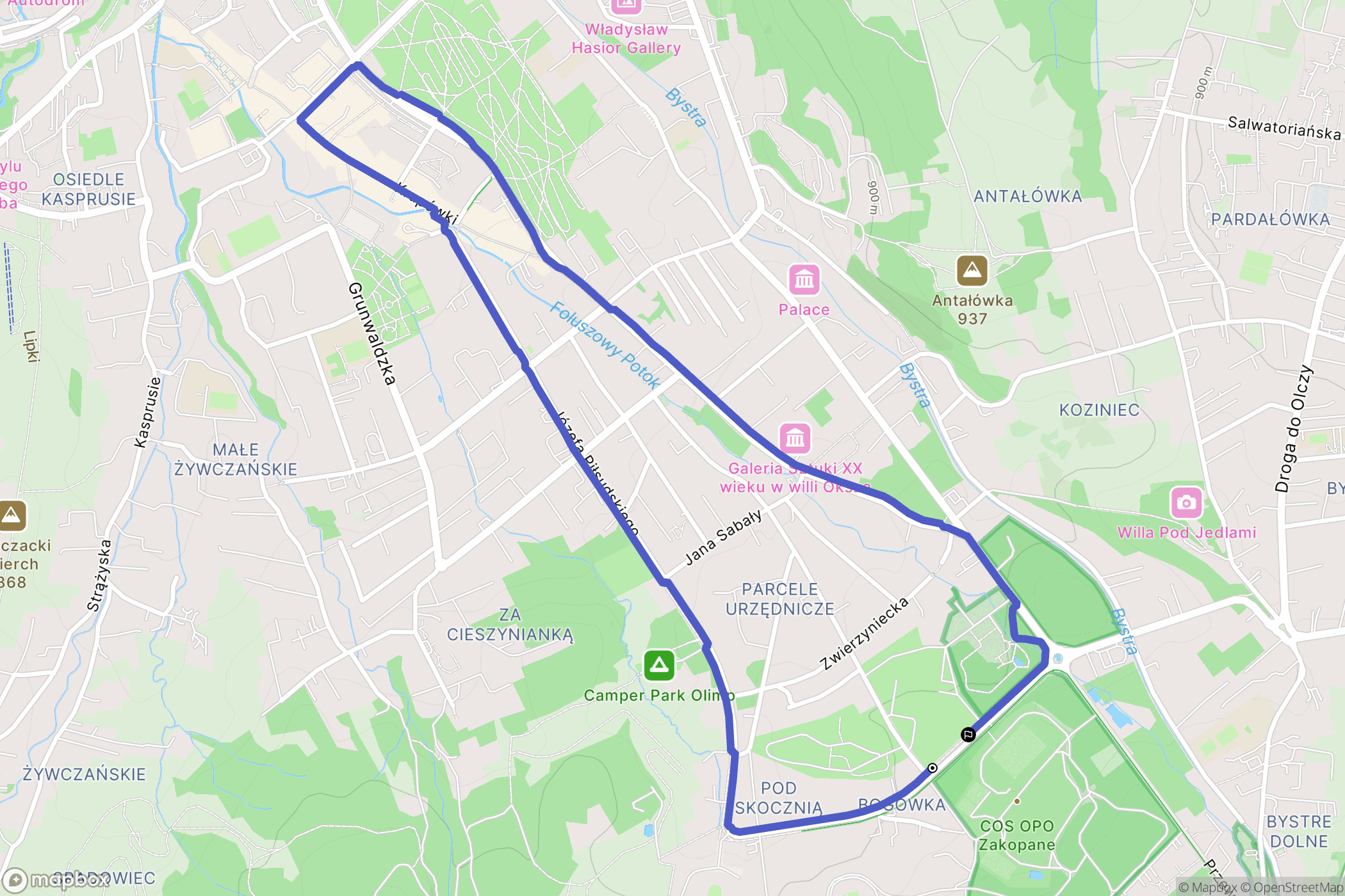 Zakopane: mapa trasy - Poland
