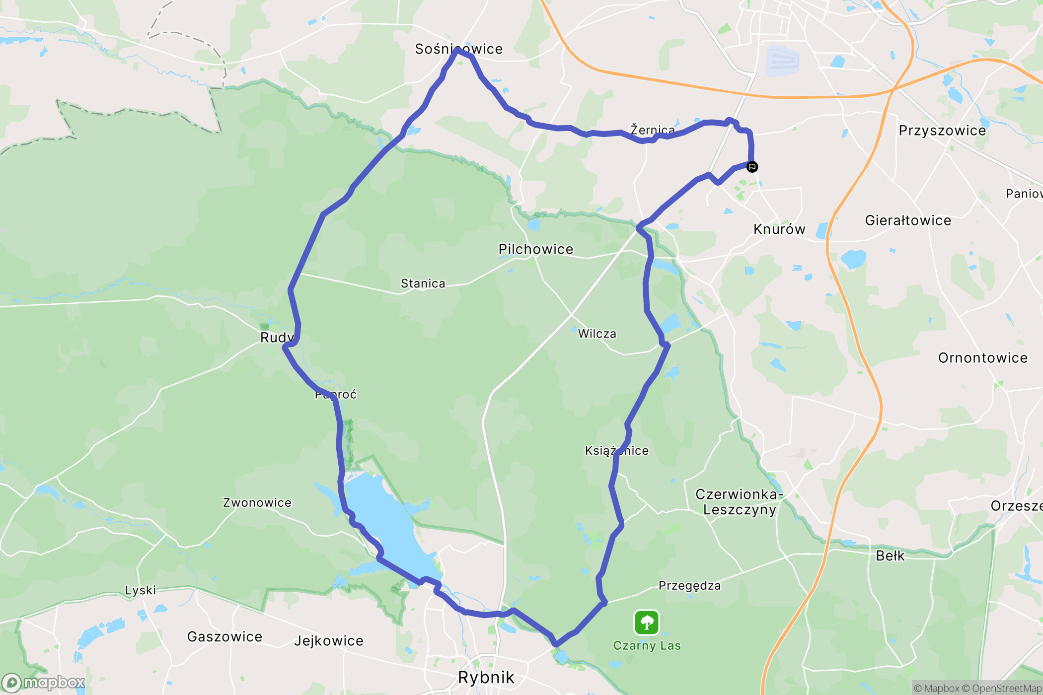 Knurów: mapa trasy - Poland
