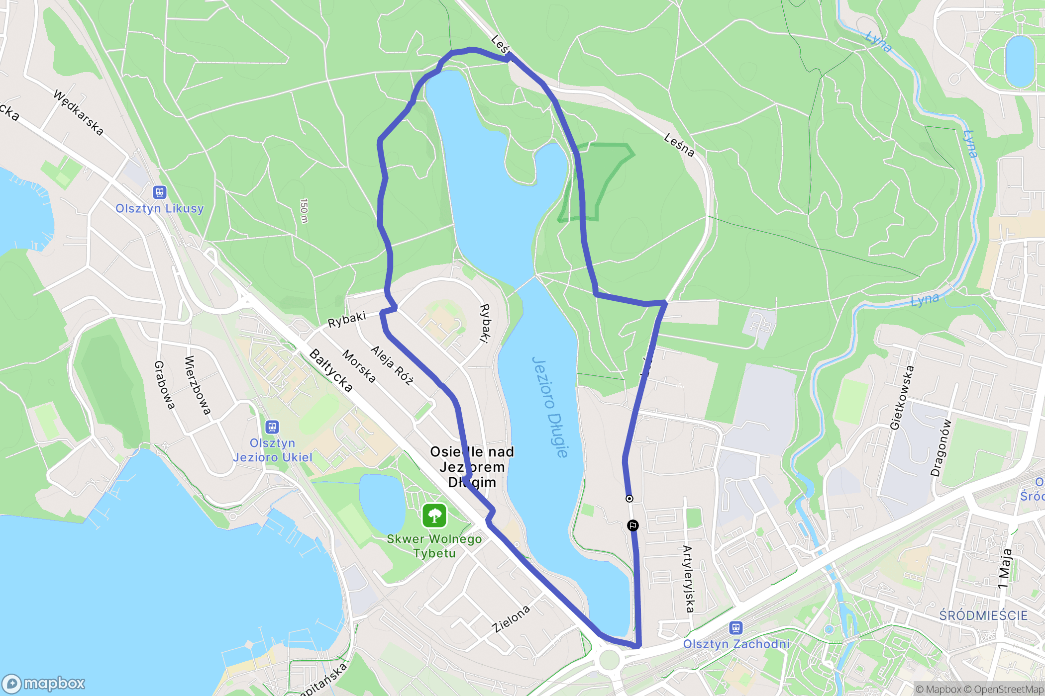 Olsztyn: mapa trasy - Poland