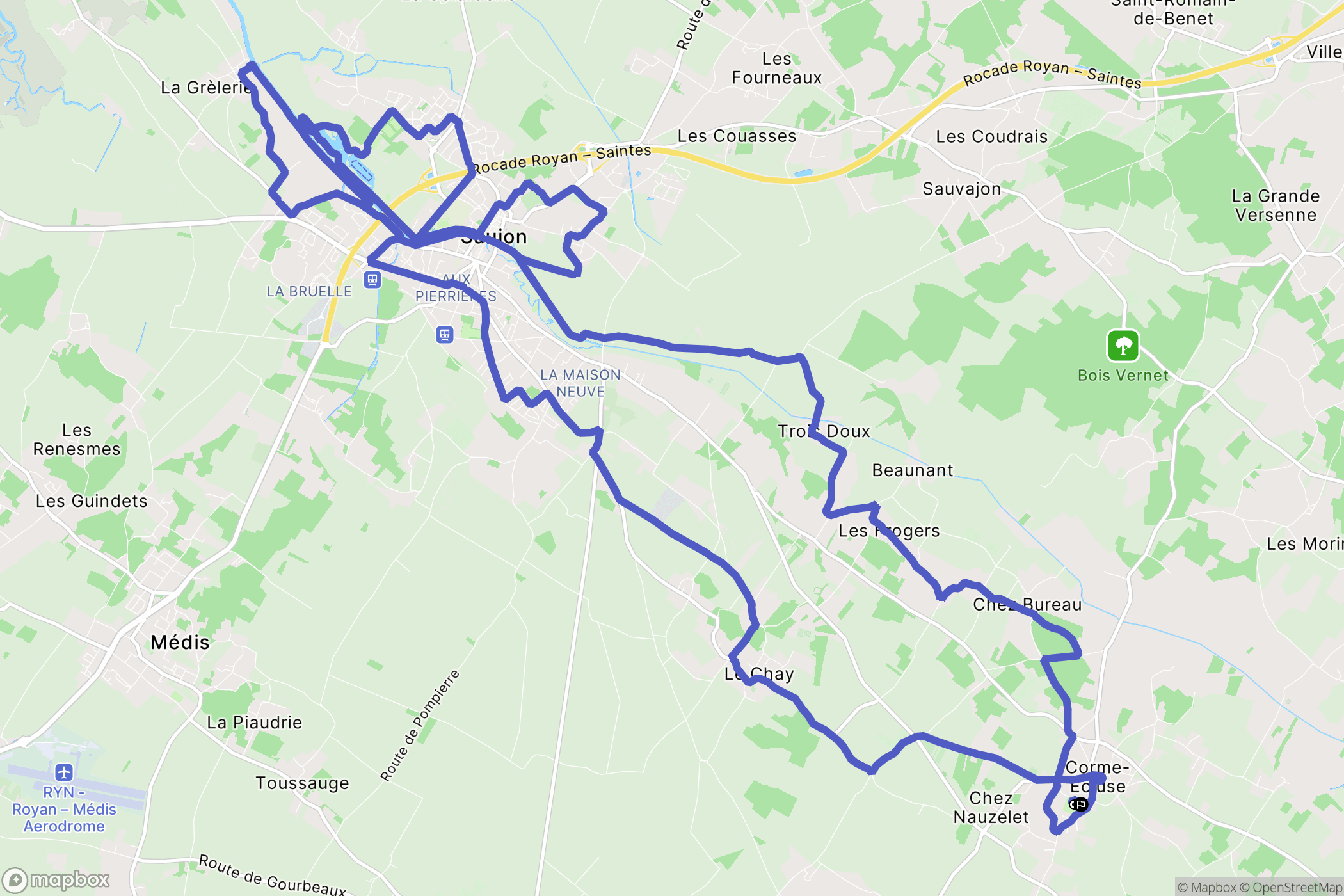 Corme-Écluse : carte du parcours de randonnée - France