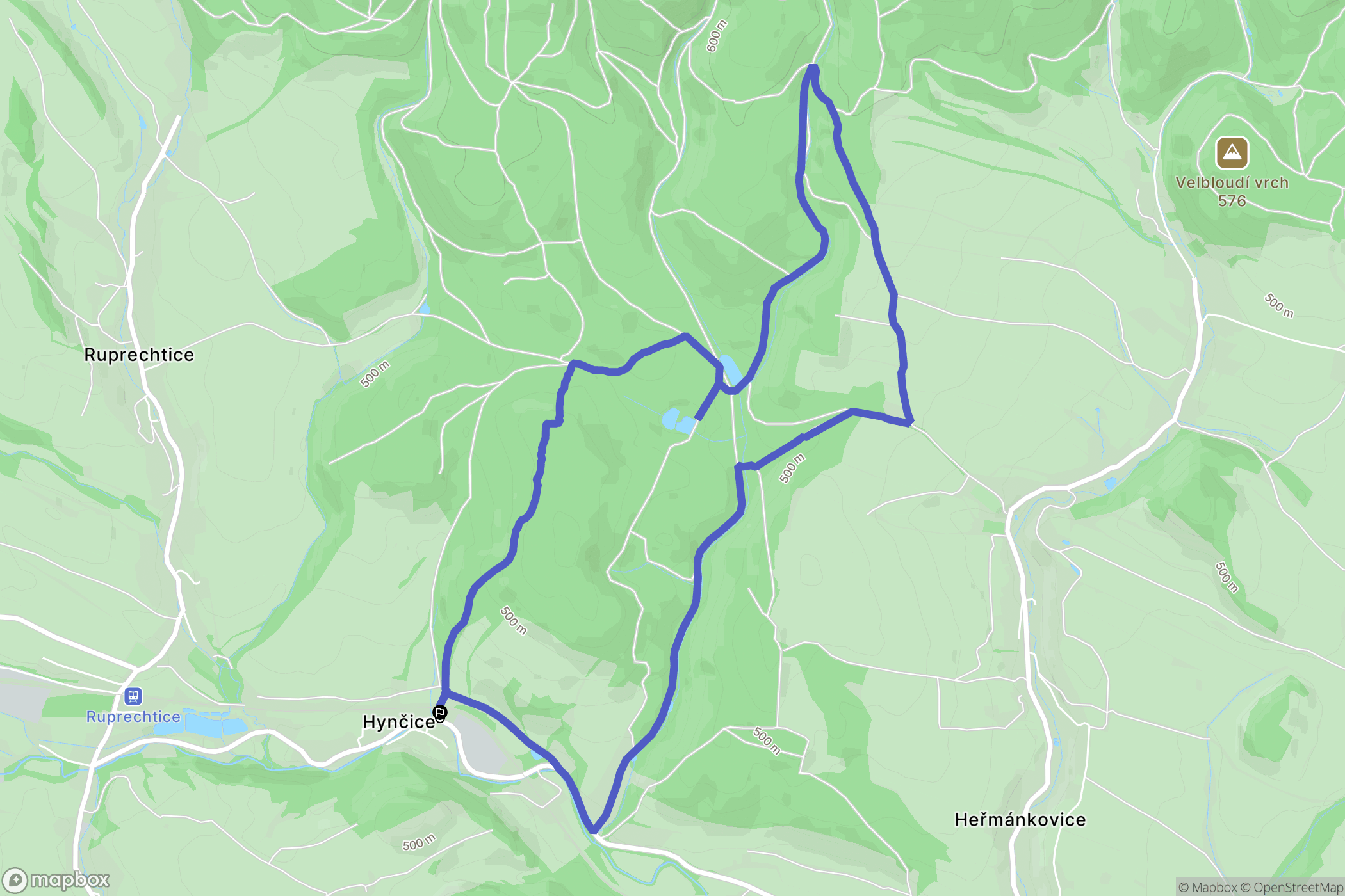 Hynčice: mapa trasy - Czechia