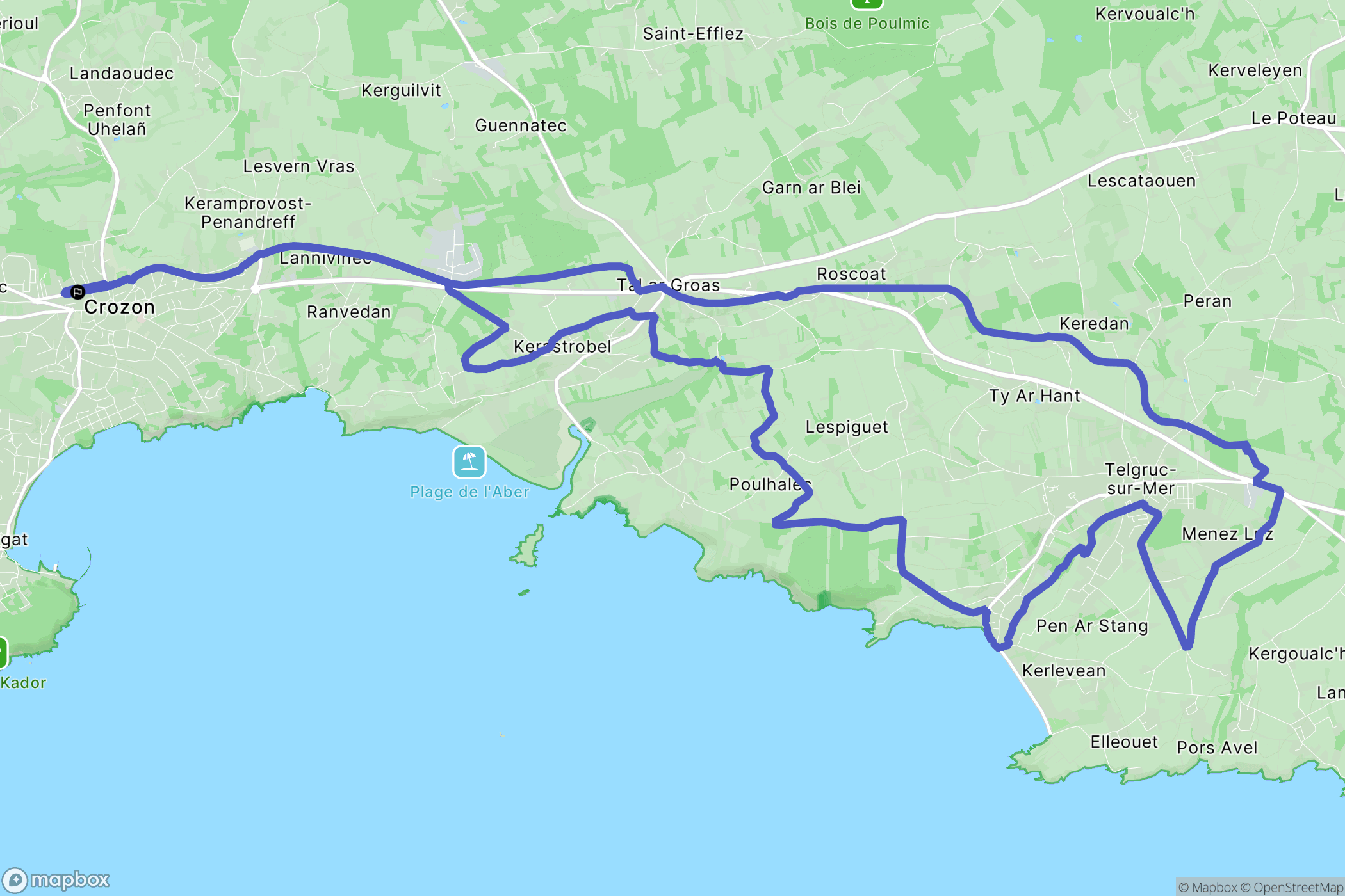 Crozon : carte du parcours de randonnée - France